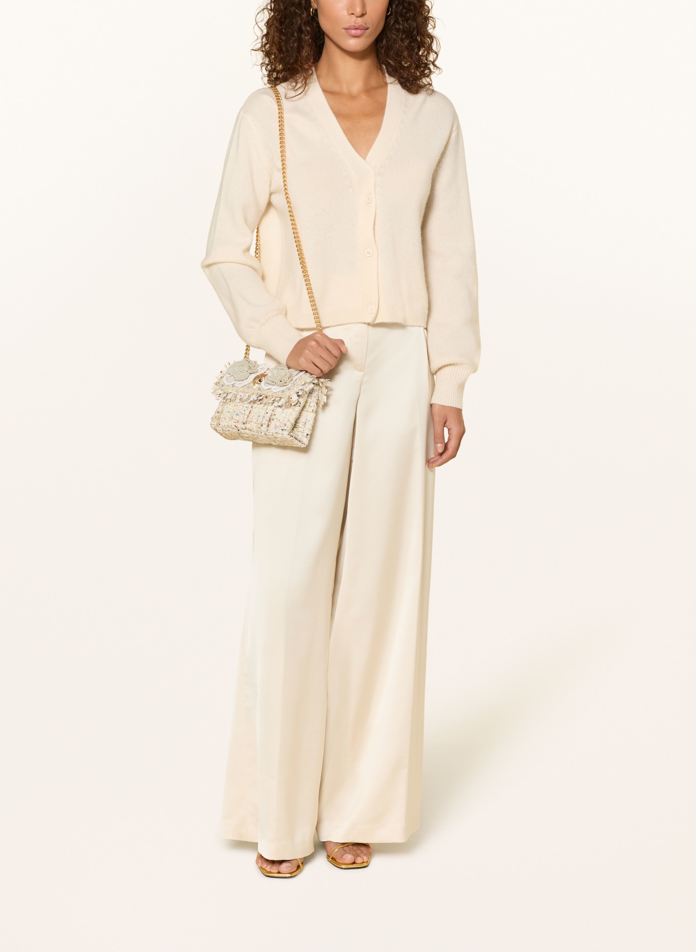 KURT GEIGER Schoudertas KENSINGTON met sierstenen: CRÈME / MARRON FONCÉ / DONKERORANJE