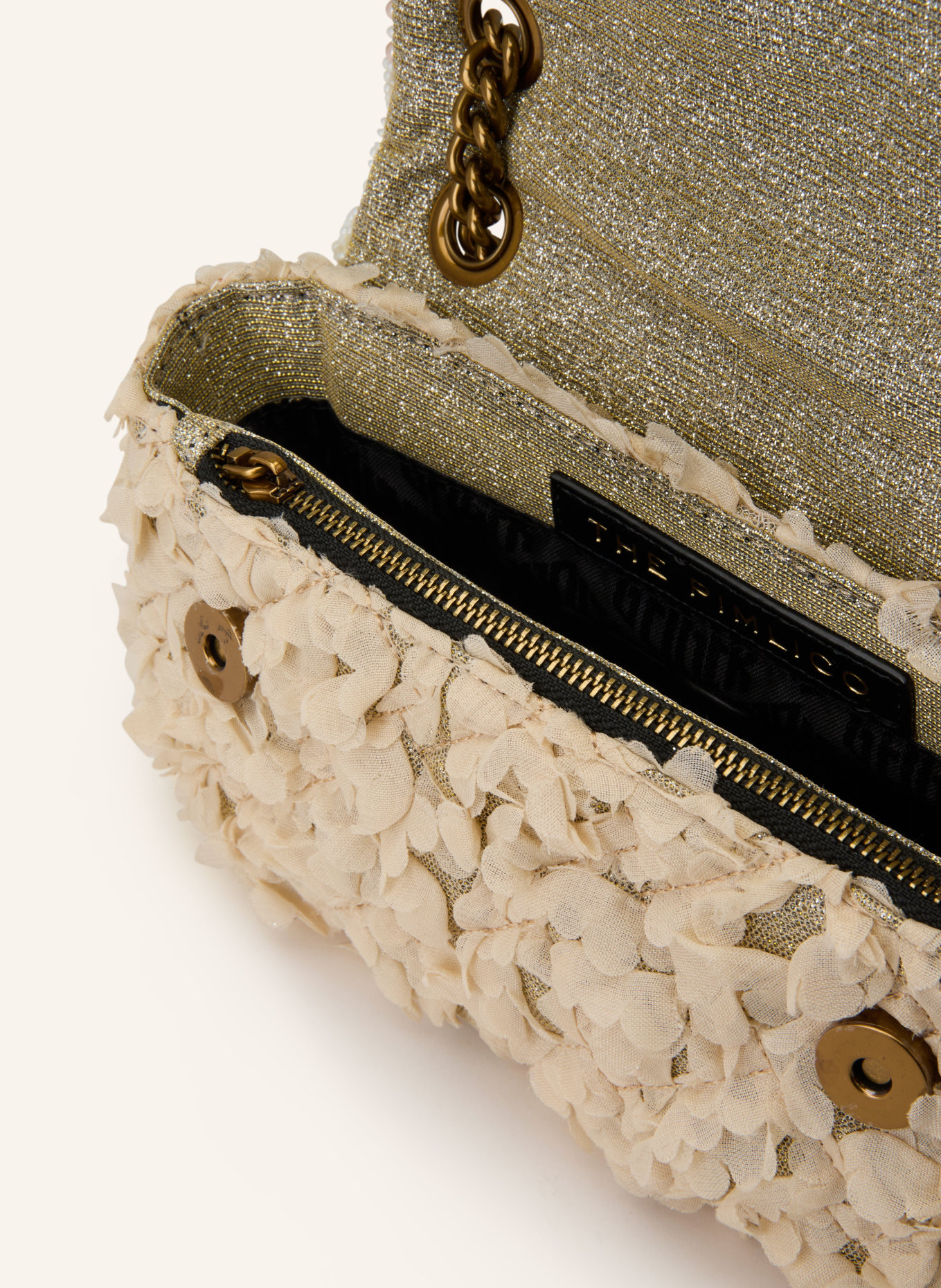 KURT GEIGER Umhängetasche PIMLICCO MINI: BEIGE / GOLD