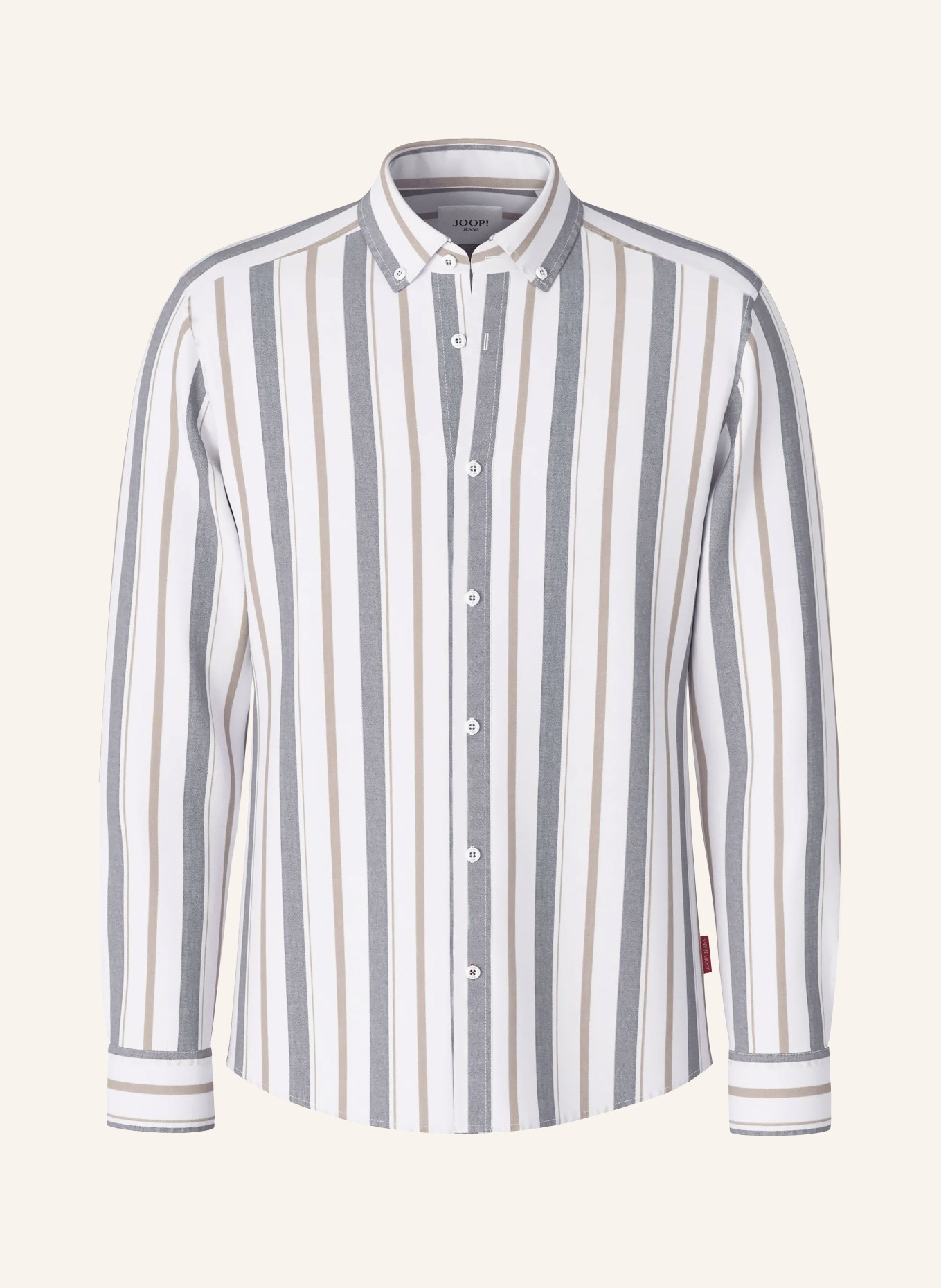 JOOP! JEANS Hemd Regular Fit: WEISS / BEIGE / GRAU