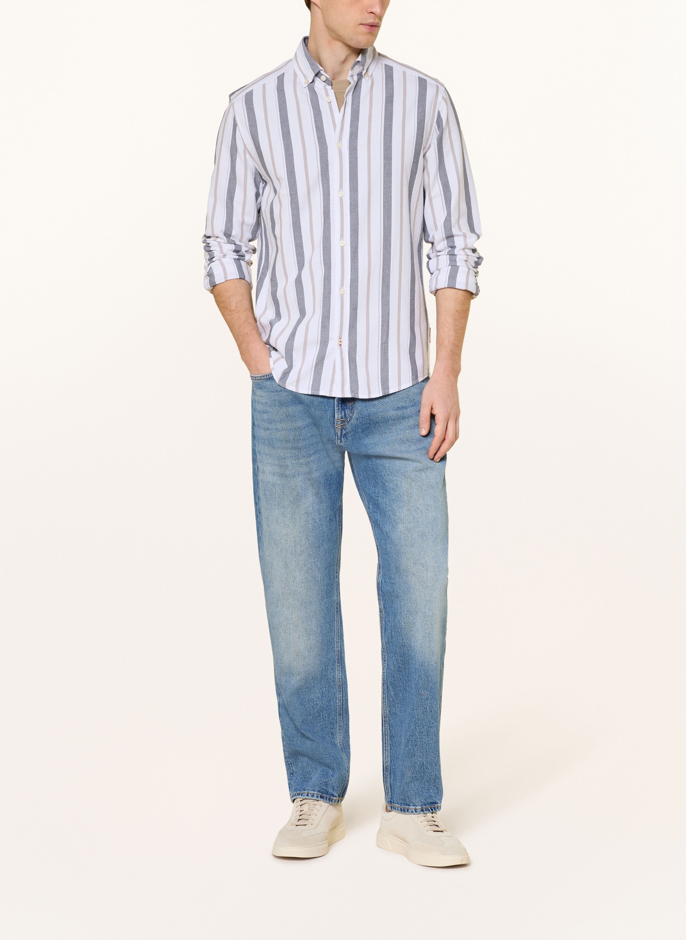 JOOP! JEANS Hemd Regular Fit: WEISS / BEIGE / GRAU