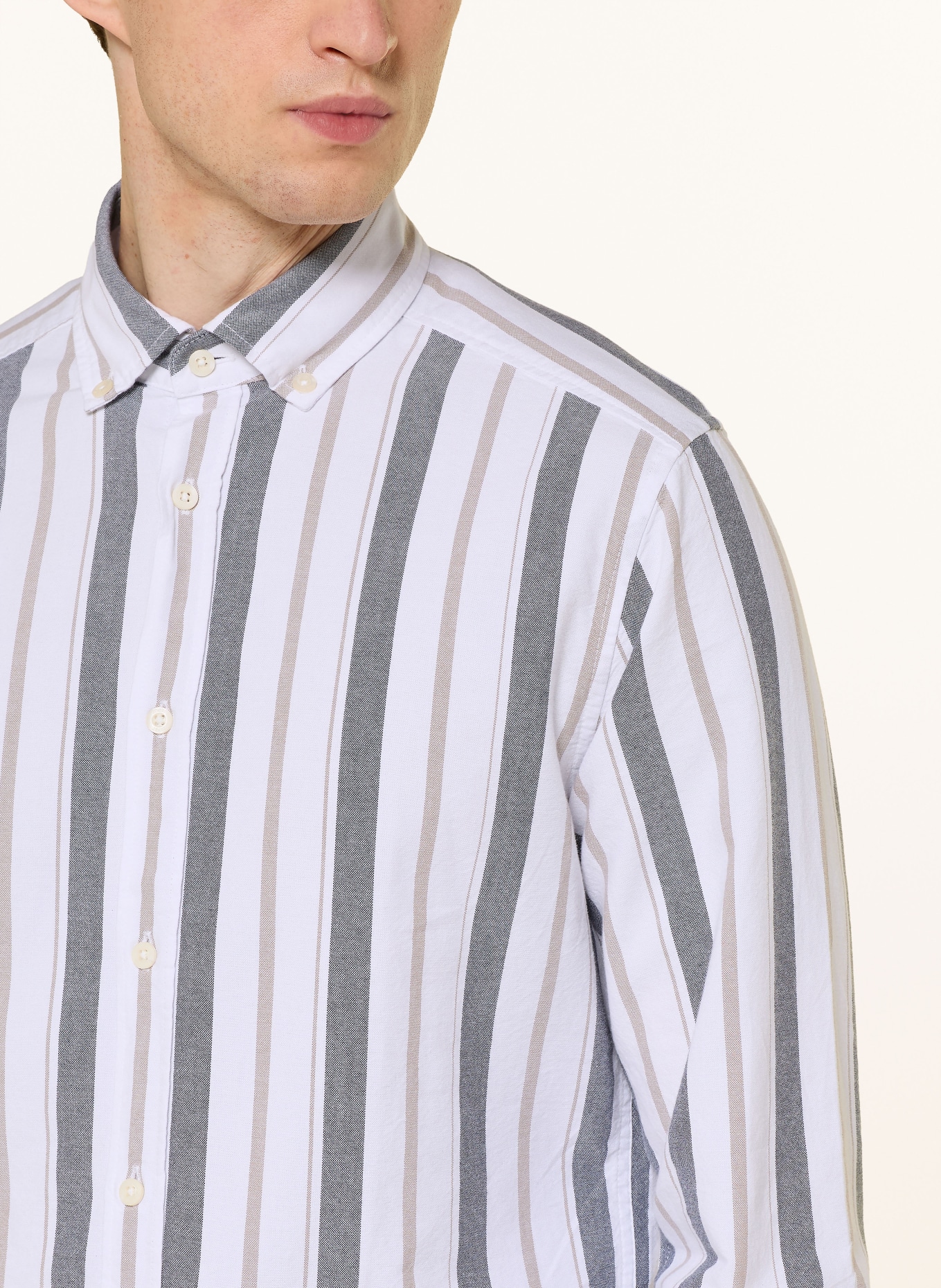 JOOP! JEANS Hemd Regular Fit: WEISS / BEIGE / GRAU