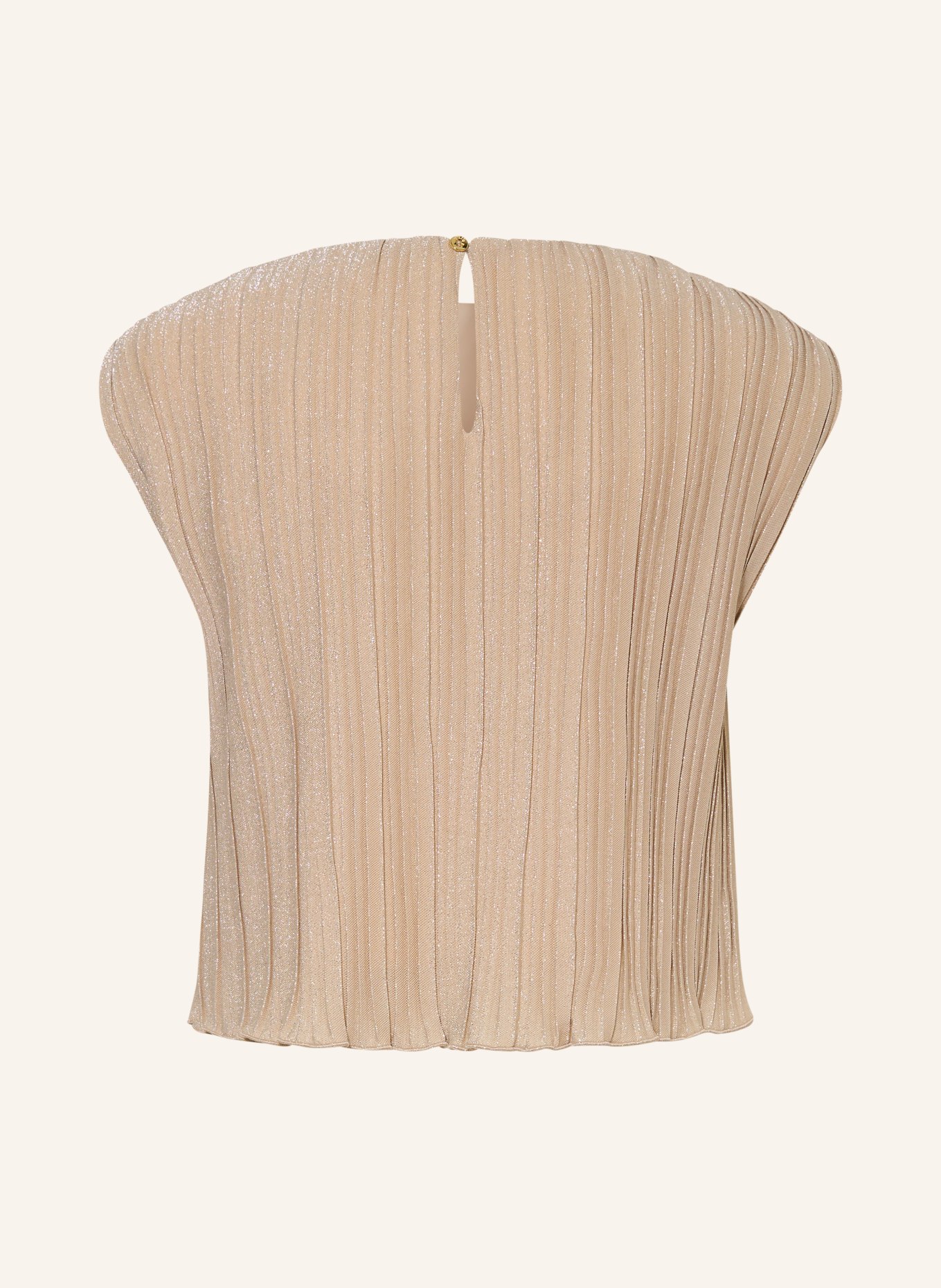 GUESS Plisované tričko s třpytivou nití: BÉŽOVÁ / STŘÍBRNÁ