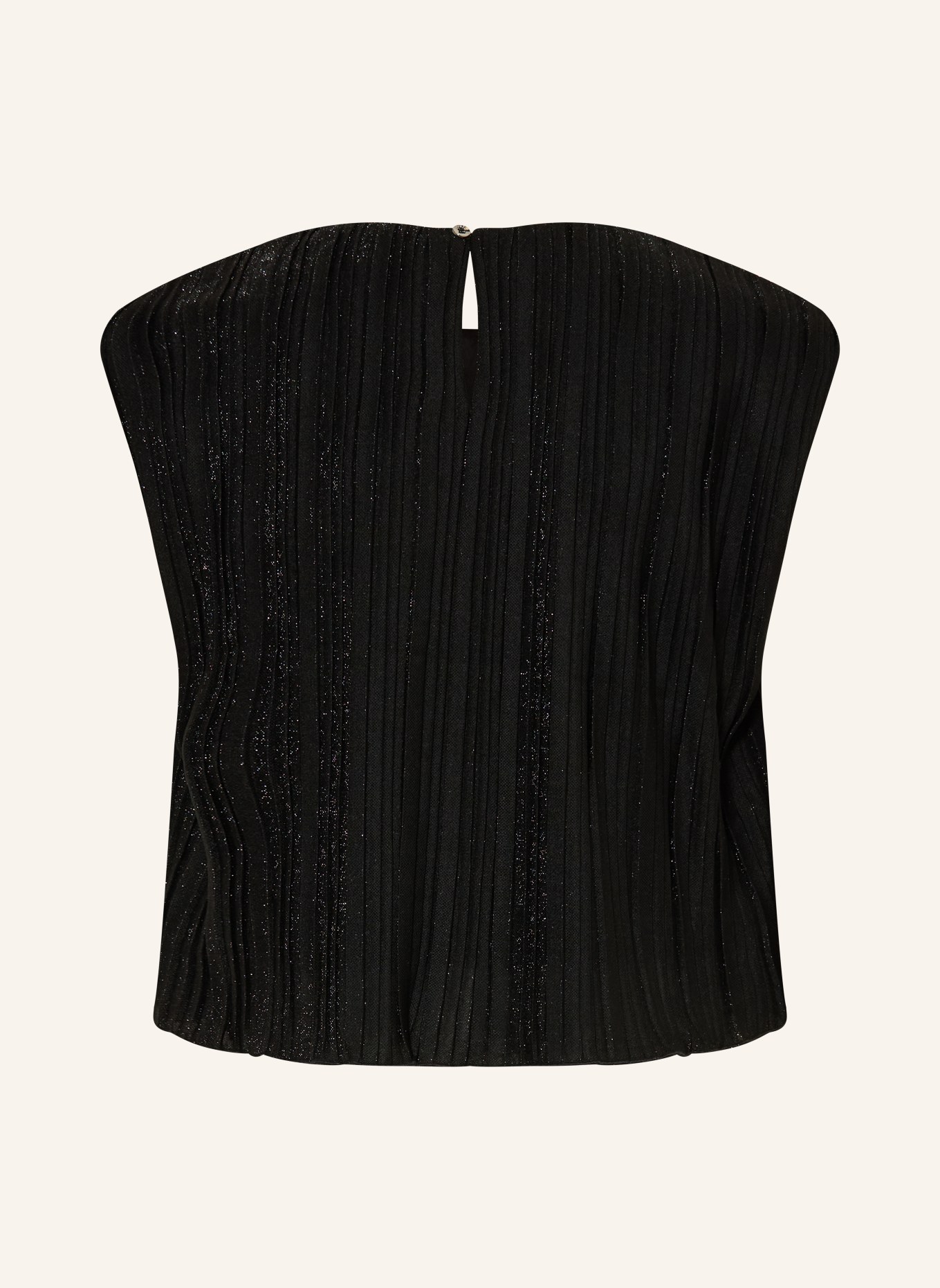 GUESS Plisované tričko s třpytivou nití: ČERNÁ / STŘÍBRNÁ