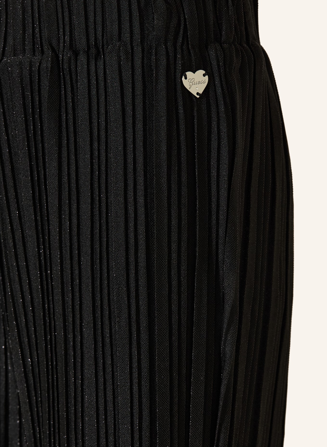 GUESS Marlene pants with pleats and glitter thread: BLACK / SILVER