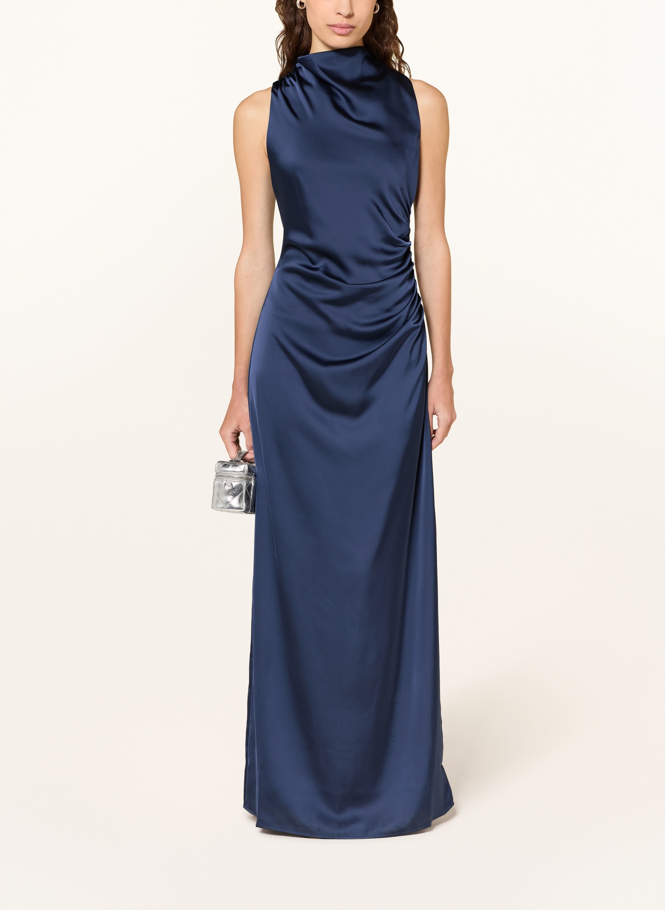 HUGO Satijnen jurk KESINA: DONKERBLAUW