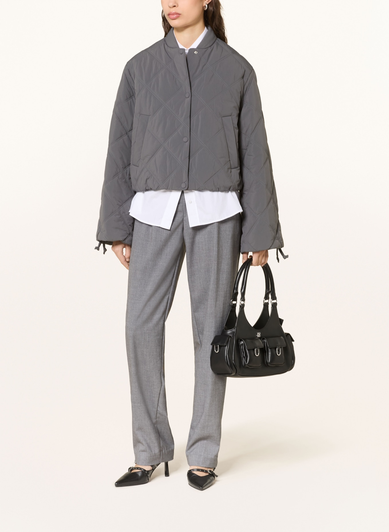 HUGO Quilted jacket FASTEPPA: DARK GRAY