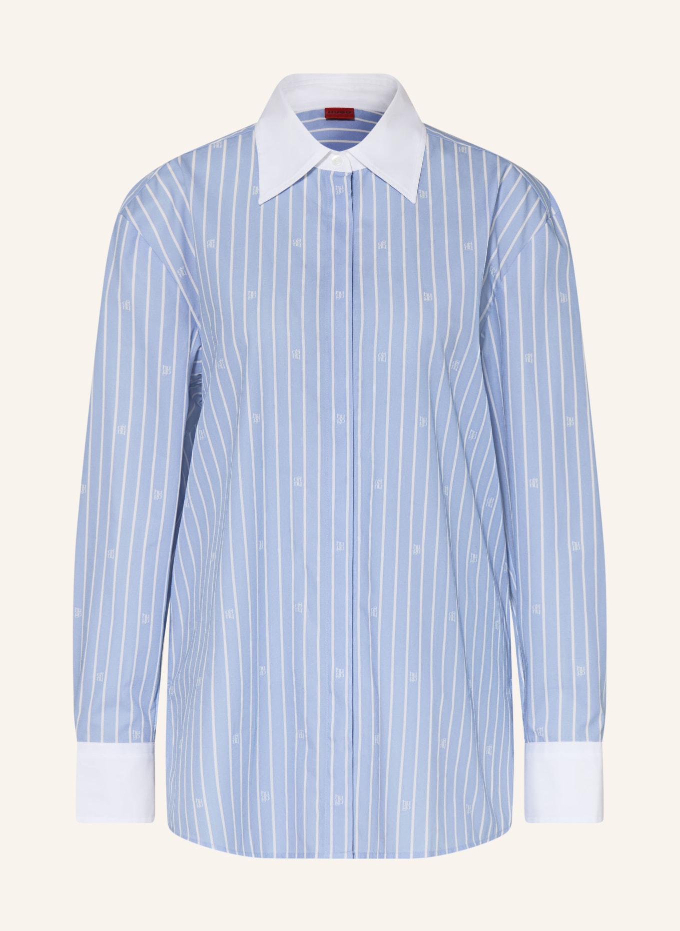 HUGO Oversized košile ERSENNY: TMAVĚ MODRÁ / BÍLÁ