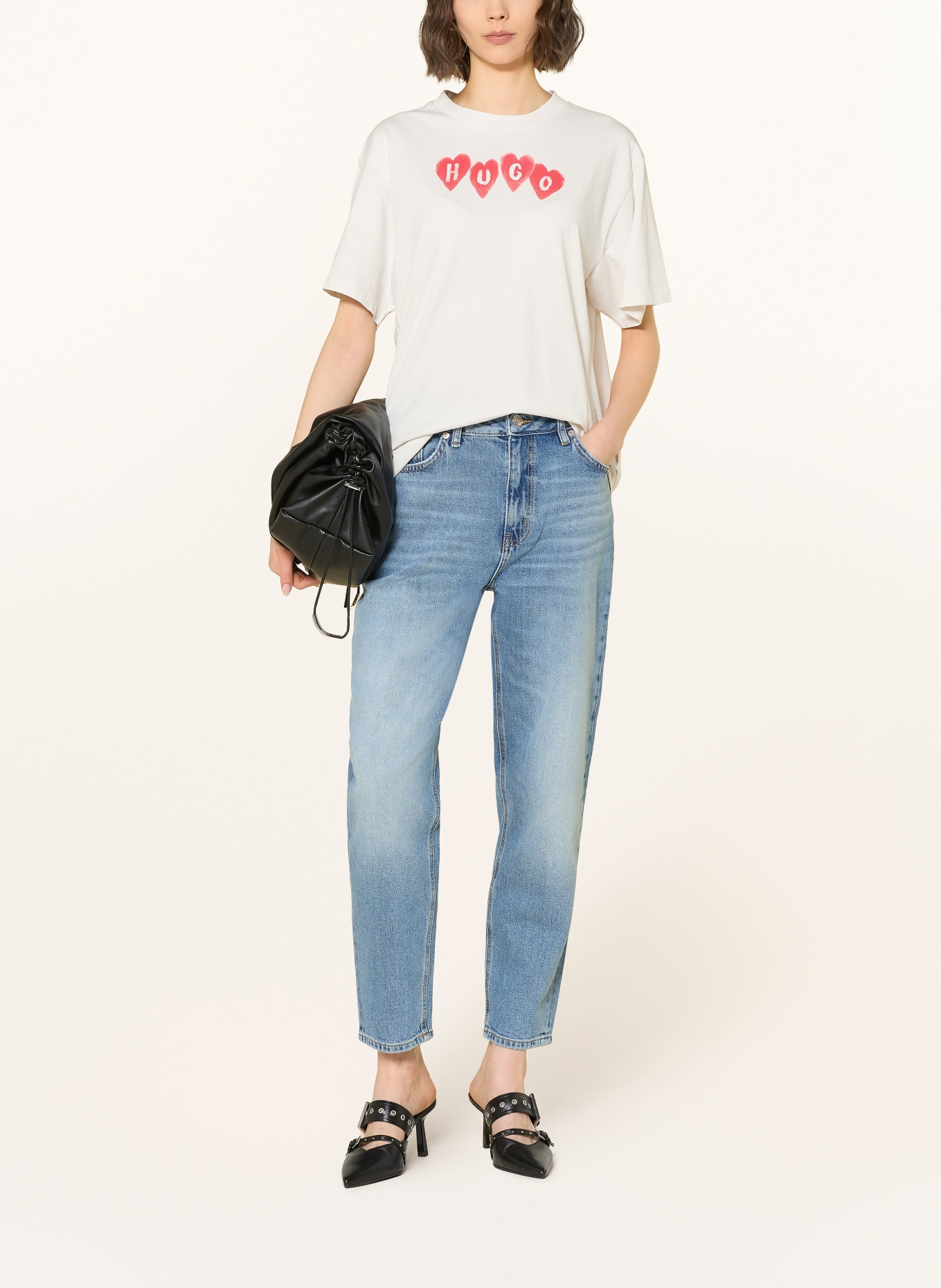 HUGO Mom Jeans GARLENE: 445 TURQUOISE/AQUA