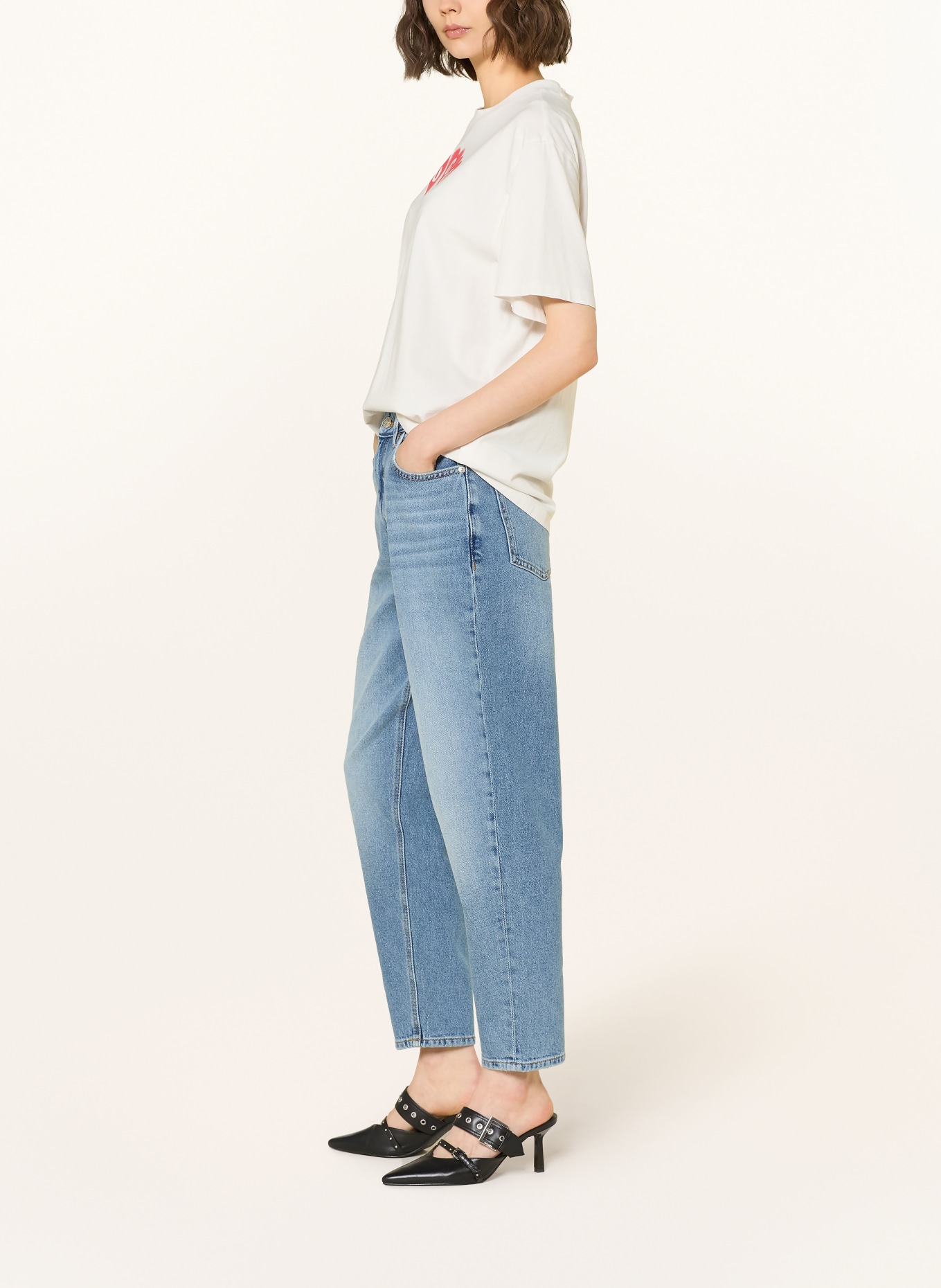 HUGO Mom Jeans GARLENE: 445 TURQUOISE/AQUA