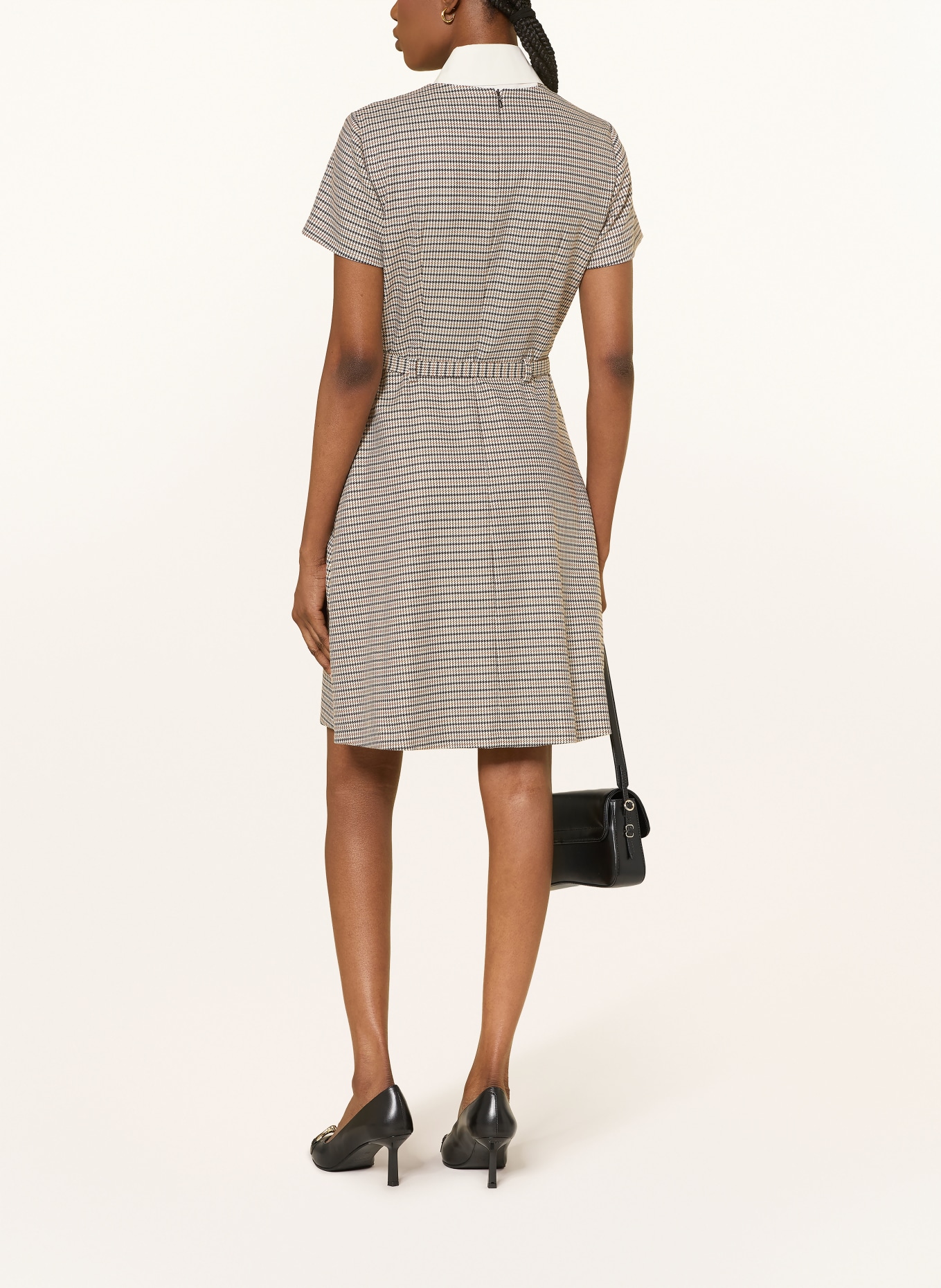 HUGO Kleid KETALI mit abnehmbarem Kragen: BEIGE / DUNKELBLAU