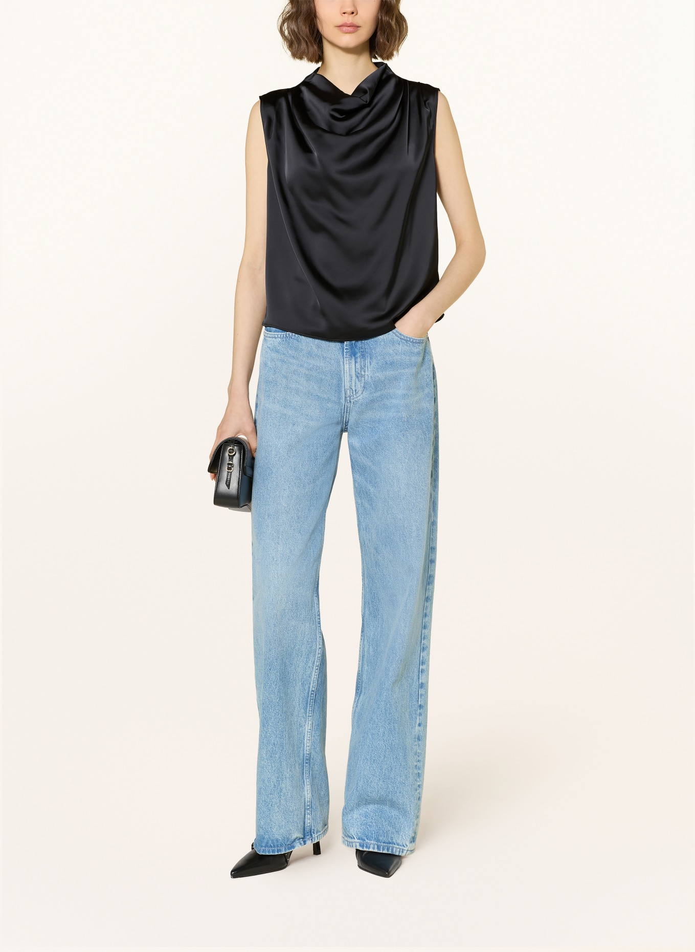 HUGO Satintop CASMINI: SCHWARZ