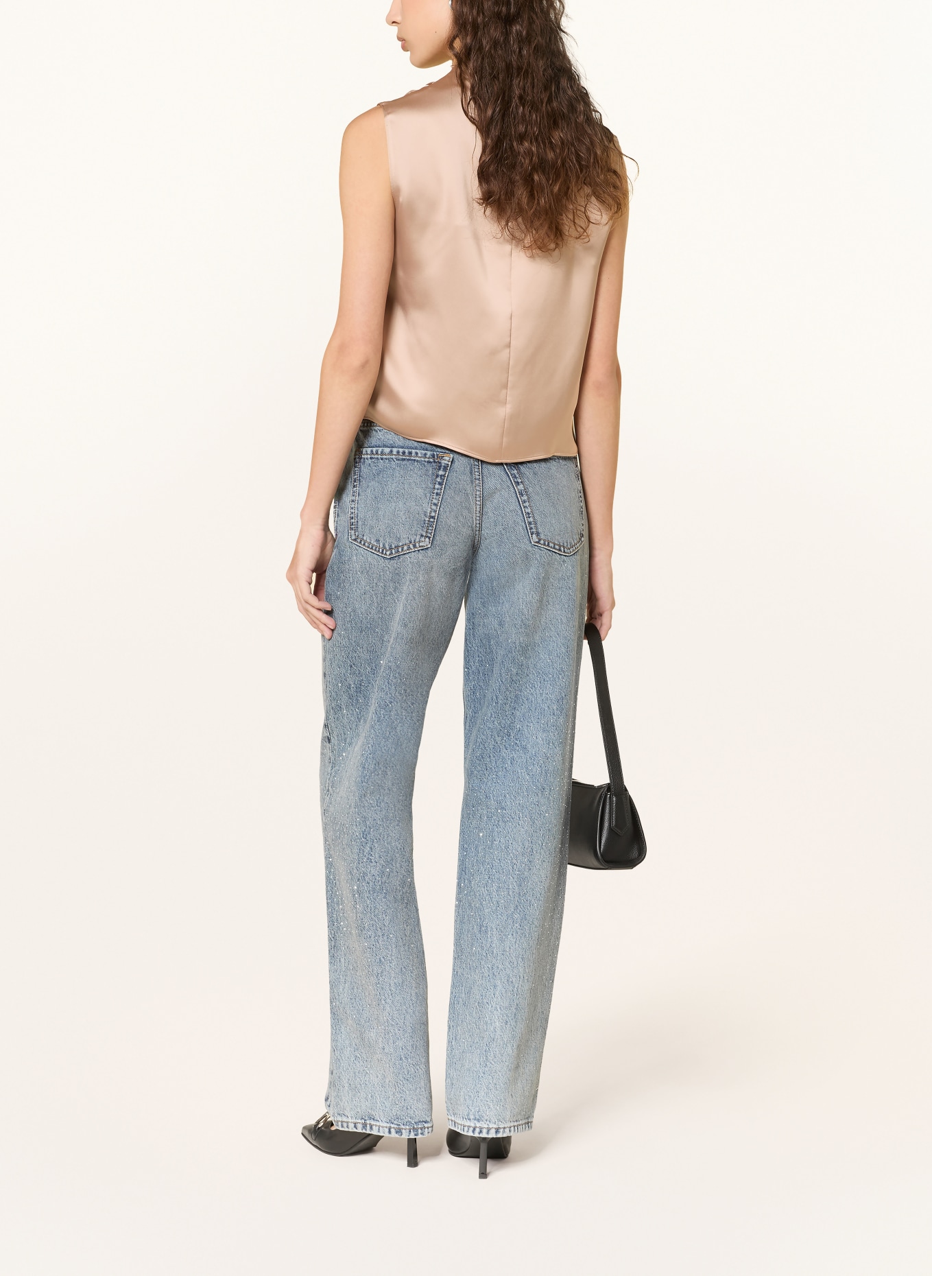 HUGO Saténové tričko CASMINI: BÉŽOVÁ