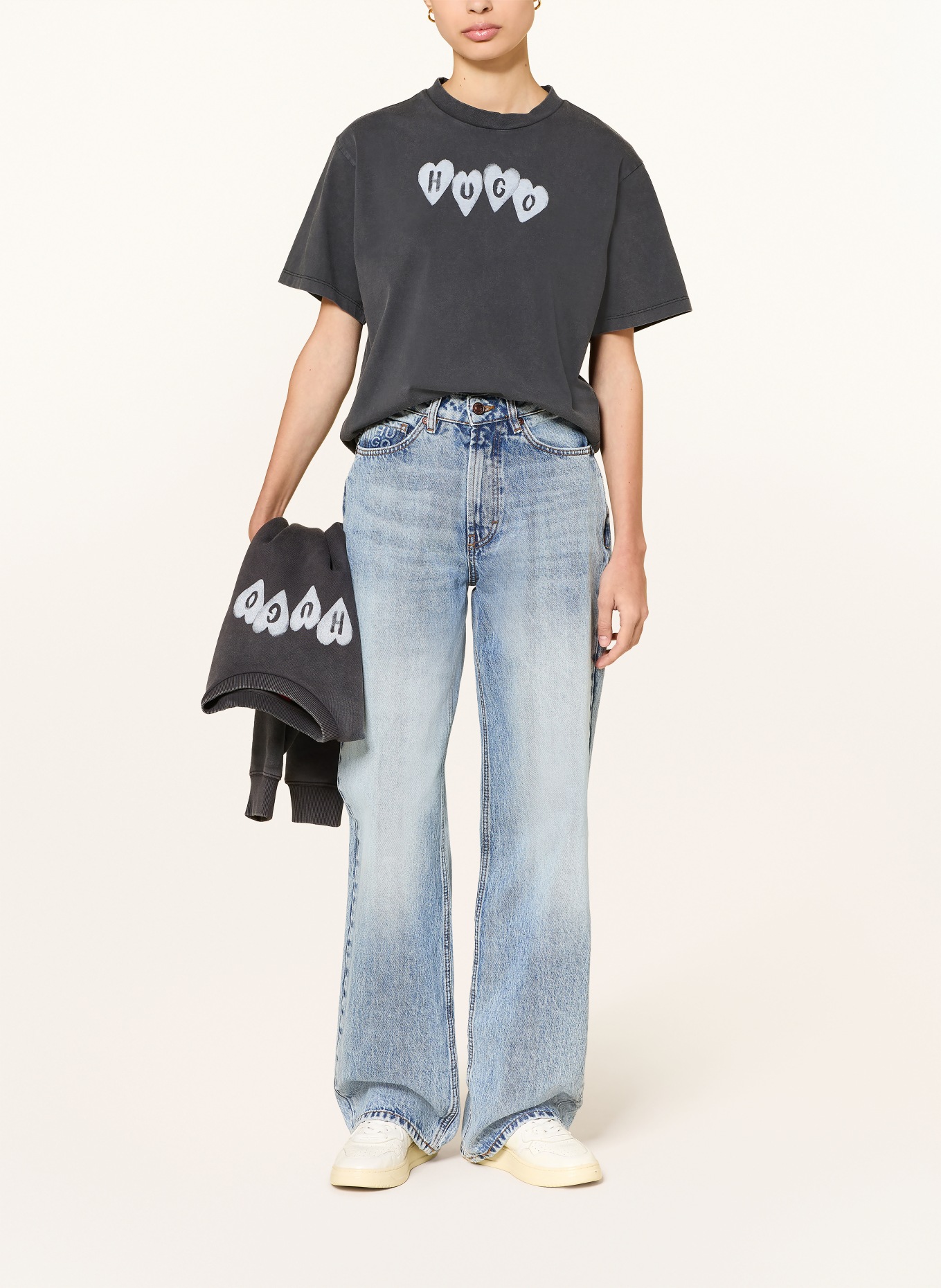 HUGO Koszulka VINTAGE TEE: CZIEMNOSZARY