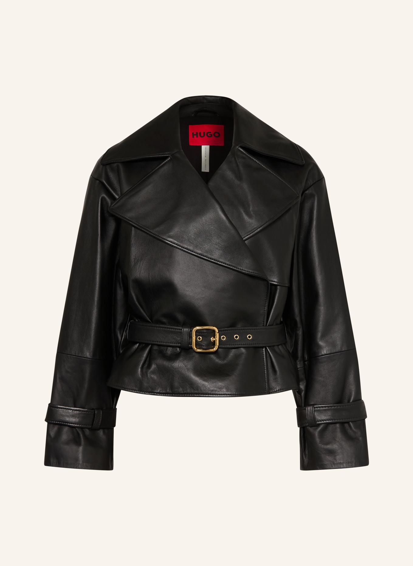 HUGO Kurtka skórzana LANITTE: CZARNY