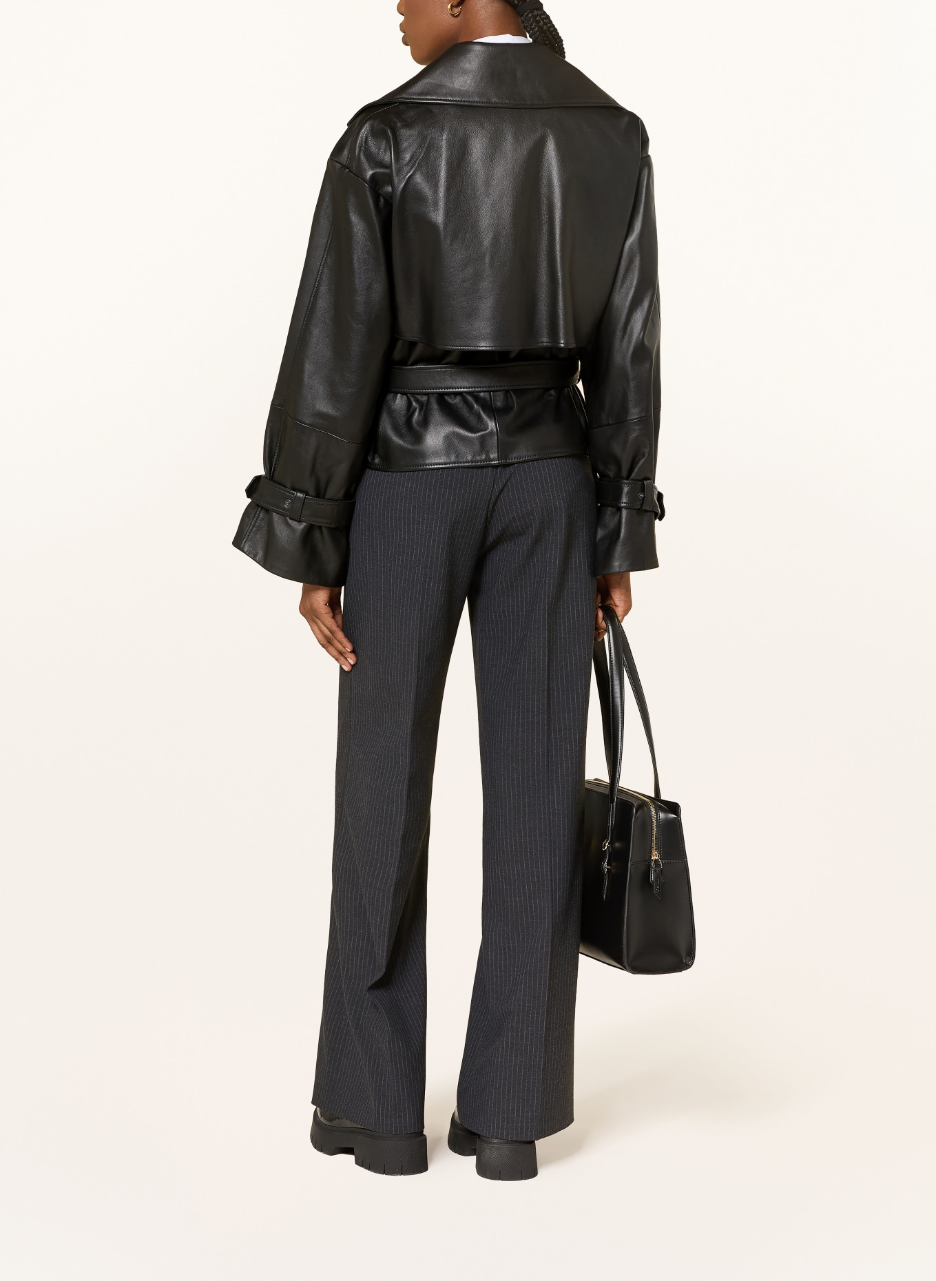 HUGO Kurtka skórzana LANITTE: CZARNY