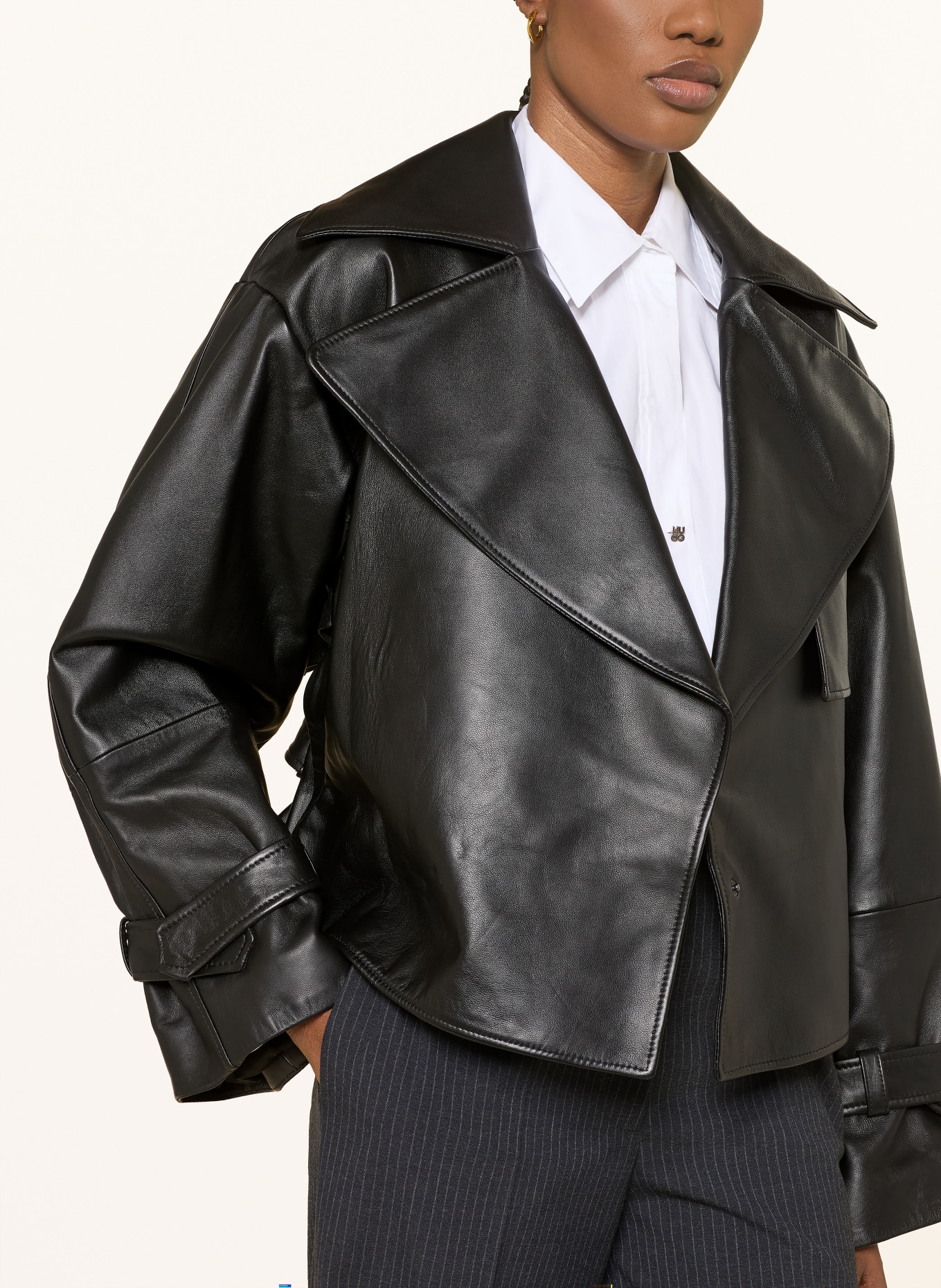 HUGO Kurtka skórzana LANITTE: CZARNY