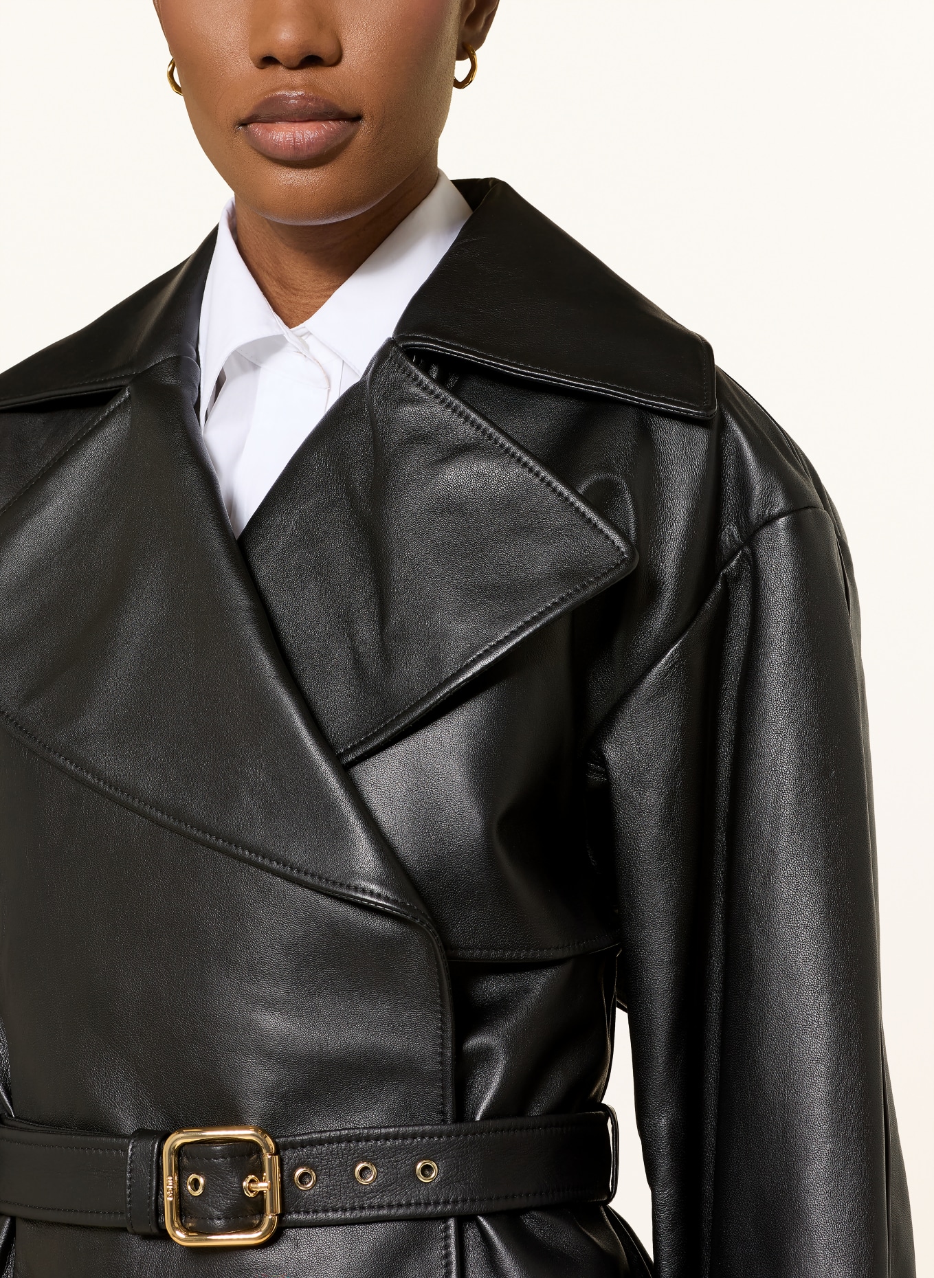 HUGO Kurtka skórzana LANITTE: CZARNY