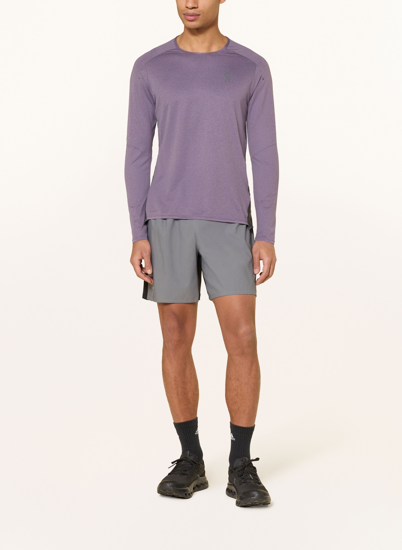 On Laufshirt PERFORMANCE LONG-T: LILA / DUNKELGRAU
