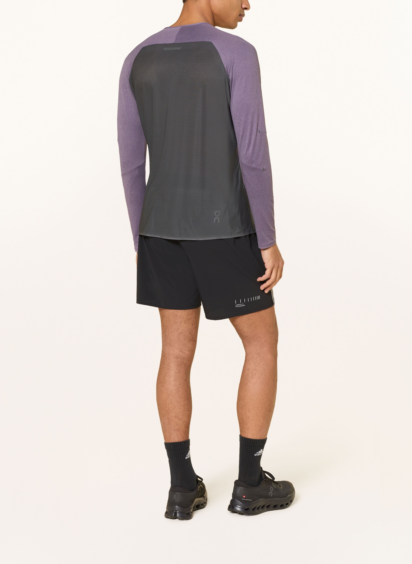 On Laufshirt PERFORMANCE LONG-T: LILA / DUNKELGRAU