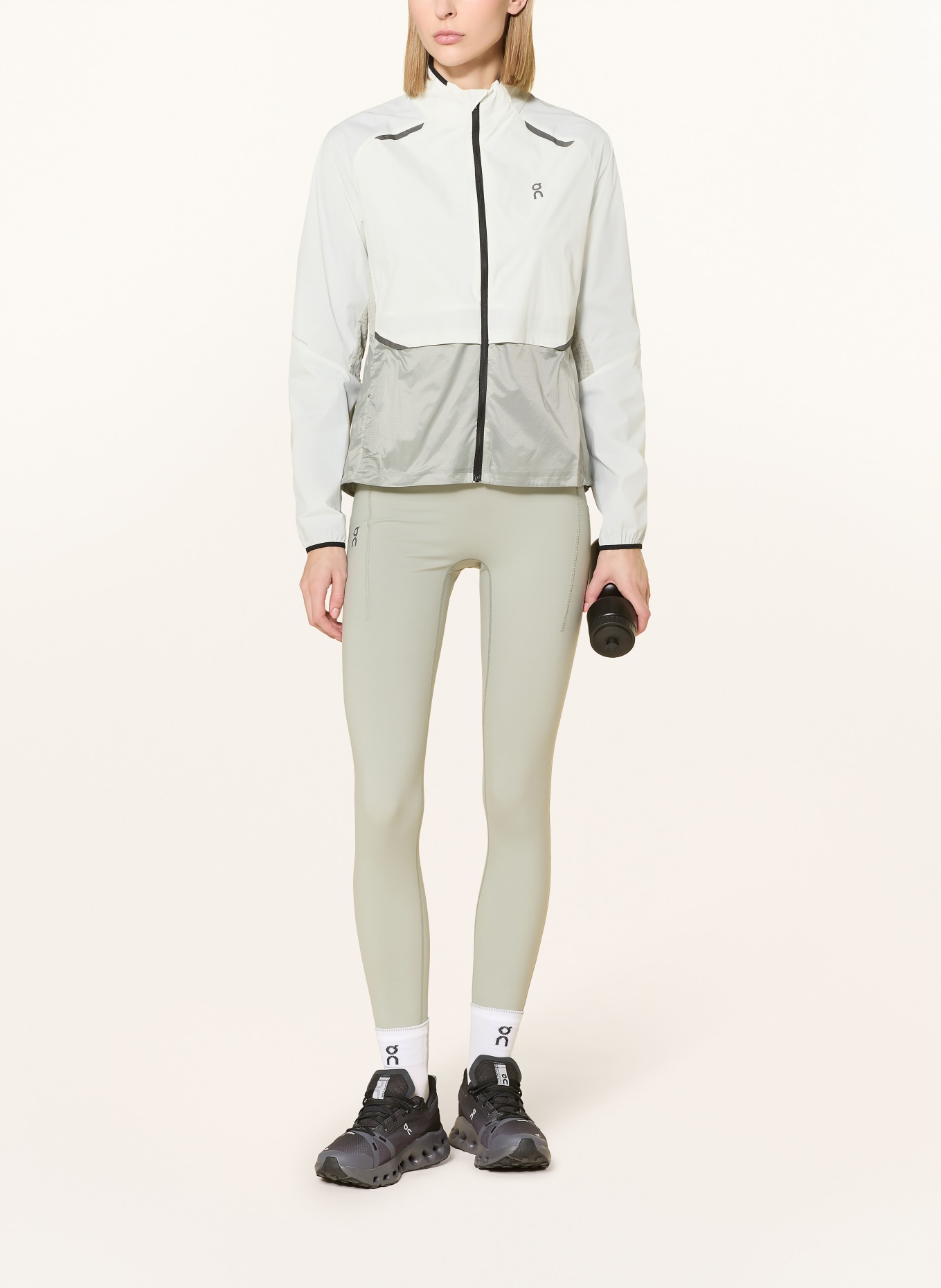 On Laufjacke WEATHER: CREME / GRAU