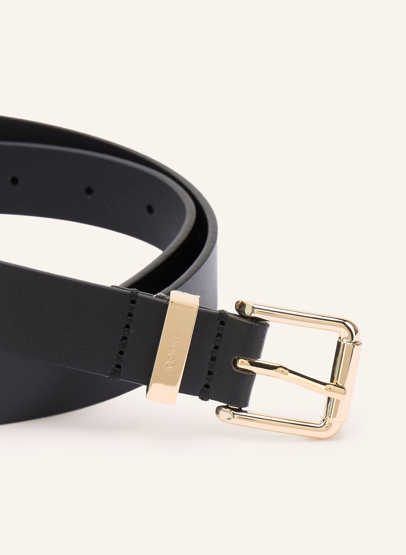 HUGO Ledergürtel PALM: SCHWARZ