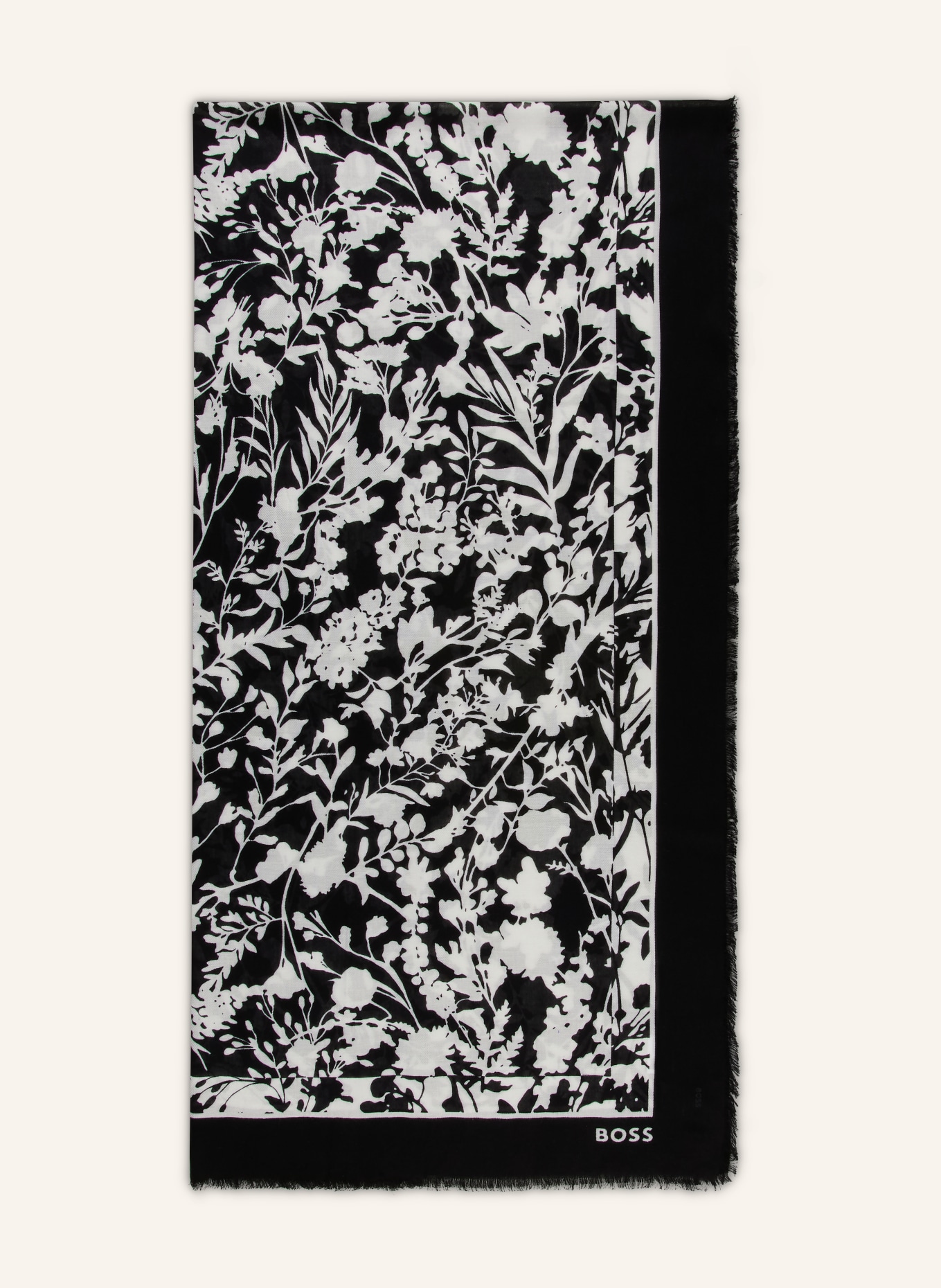 BOSS Šála TETIH: ČERNÁ / BÍLÁ