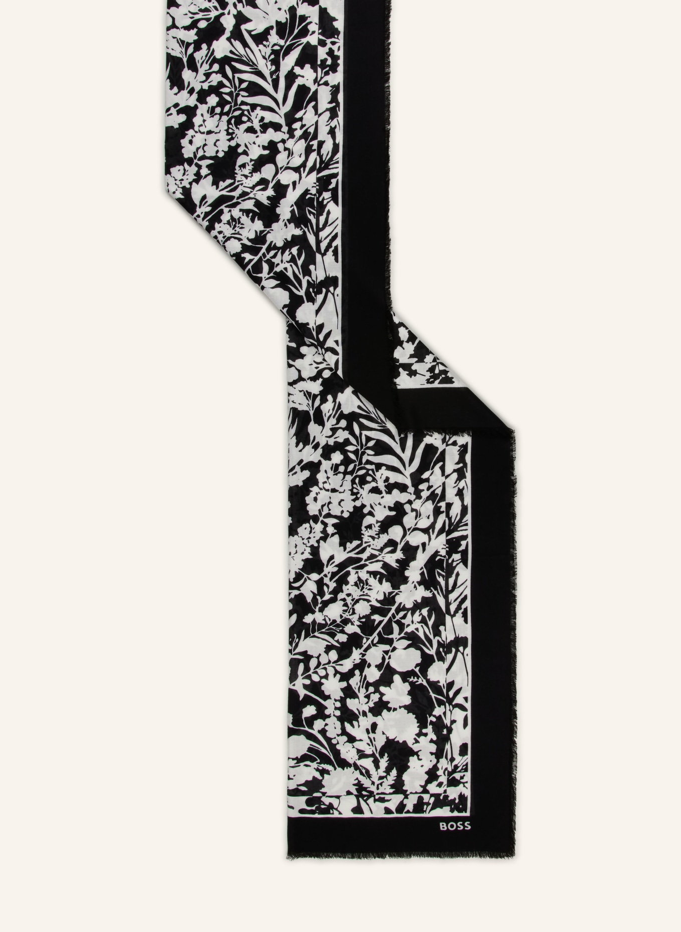 BOSS Šála TETIH: ČERNÁ / BÍLÁ