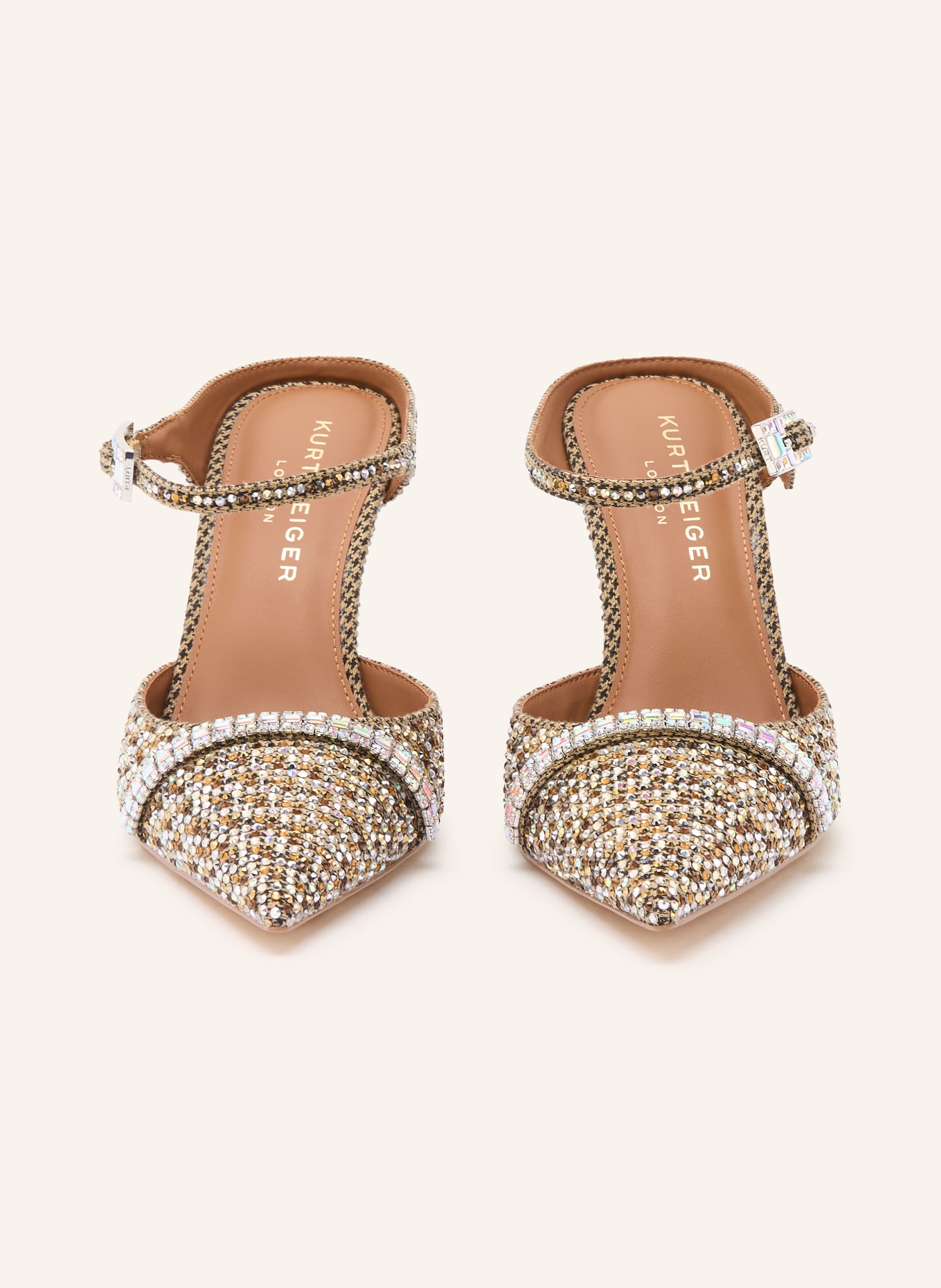 KURT GEIGER Slingpumps mit Schmucksteinen: GOLD / SILBER / SCHWARZ