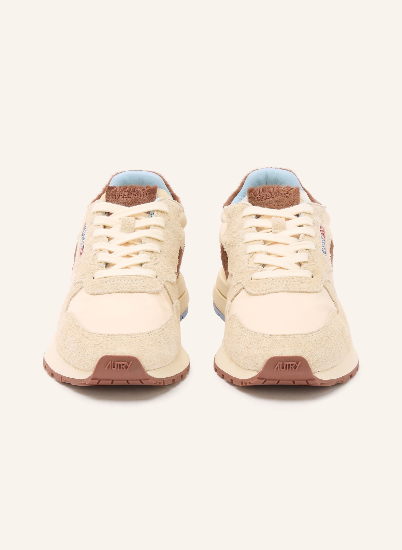 AUTRY Sneaker REELWIND LOW UP: ECRU / BRAUN / HELLBLAU