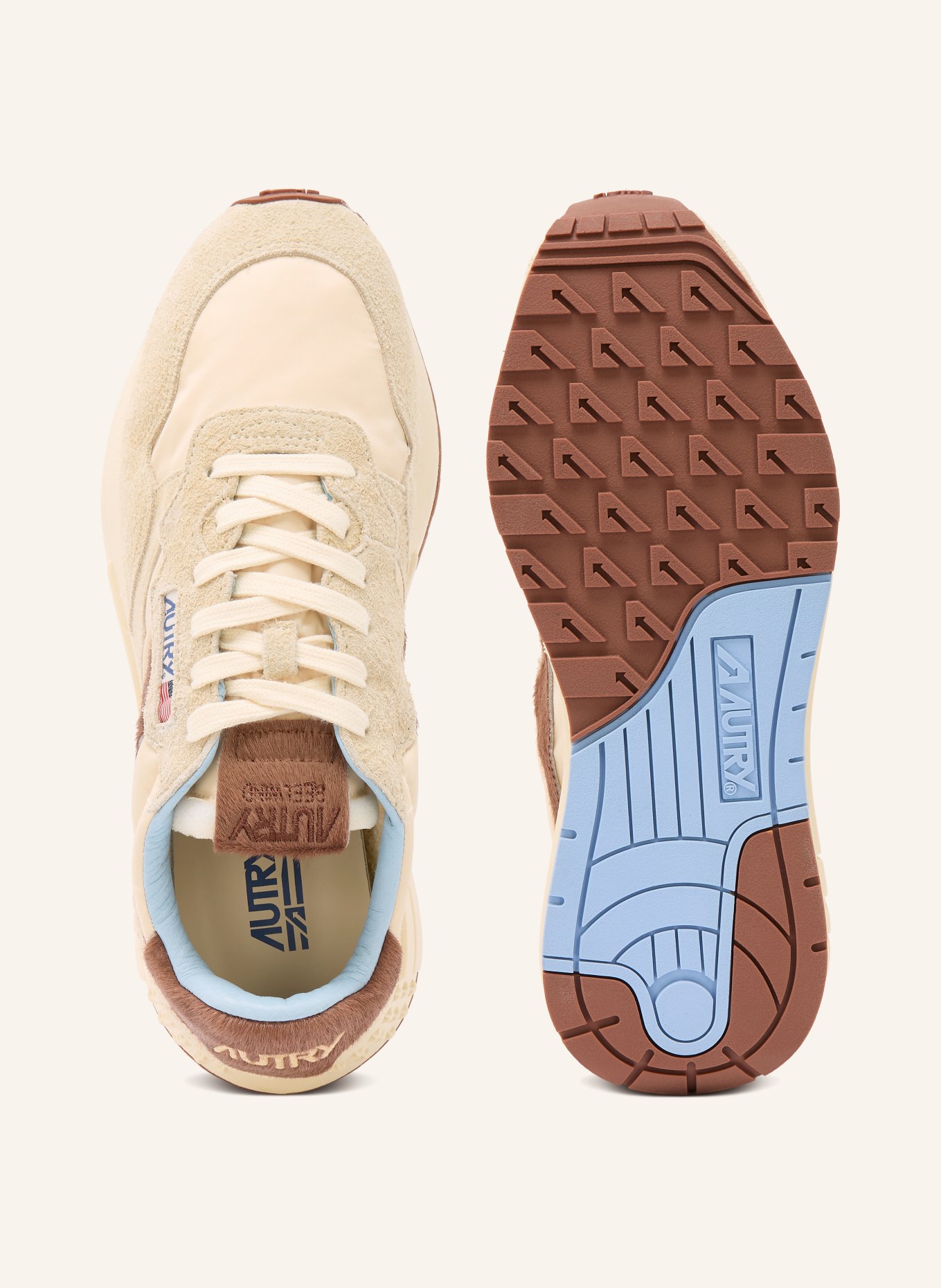 AUTRY Sneaker REELWIND LOW UP: ECRU / BRAUN / HELLBLAU