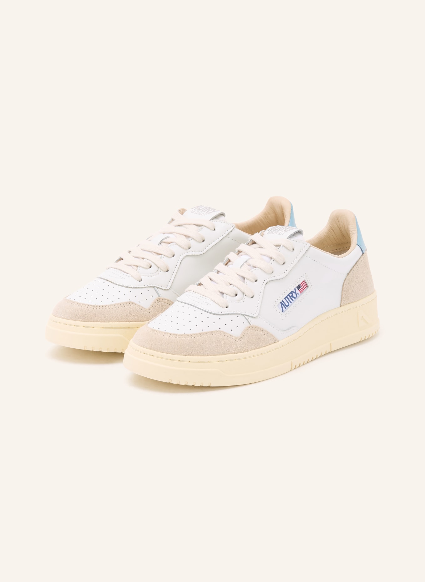 AUTRY Sneaker MEDALIST LOW LS: WEISS / CAMEL / HELLBLAU