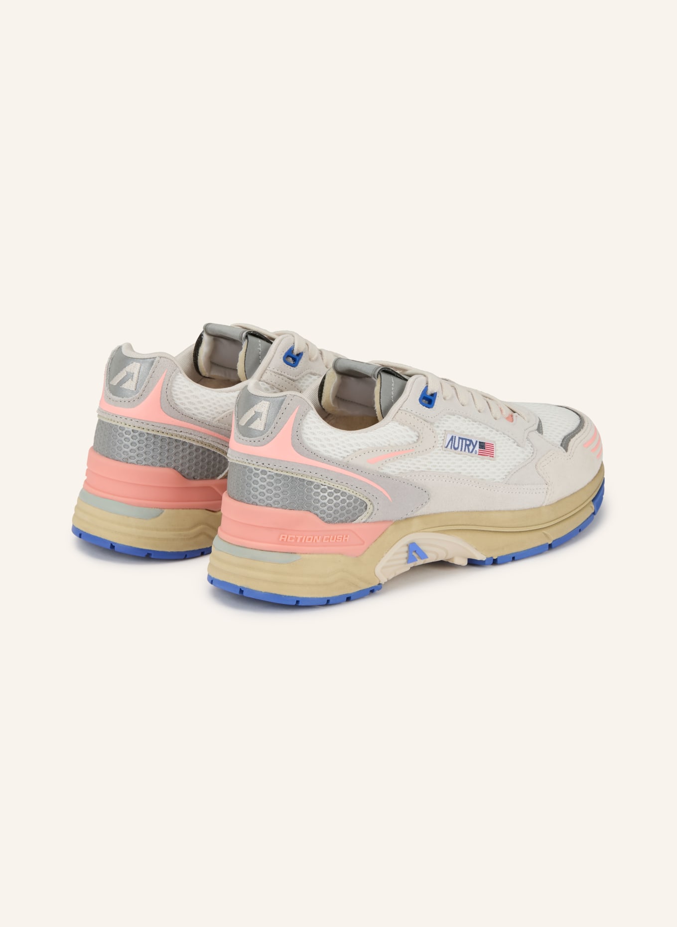 AUTRY Sneaker HYPERWAY LOW HU: WHITE / LIGHT GRAY / SALMON