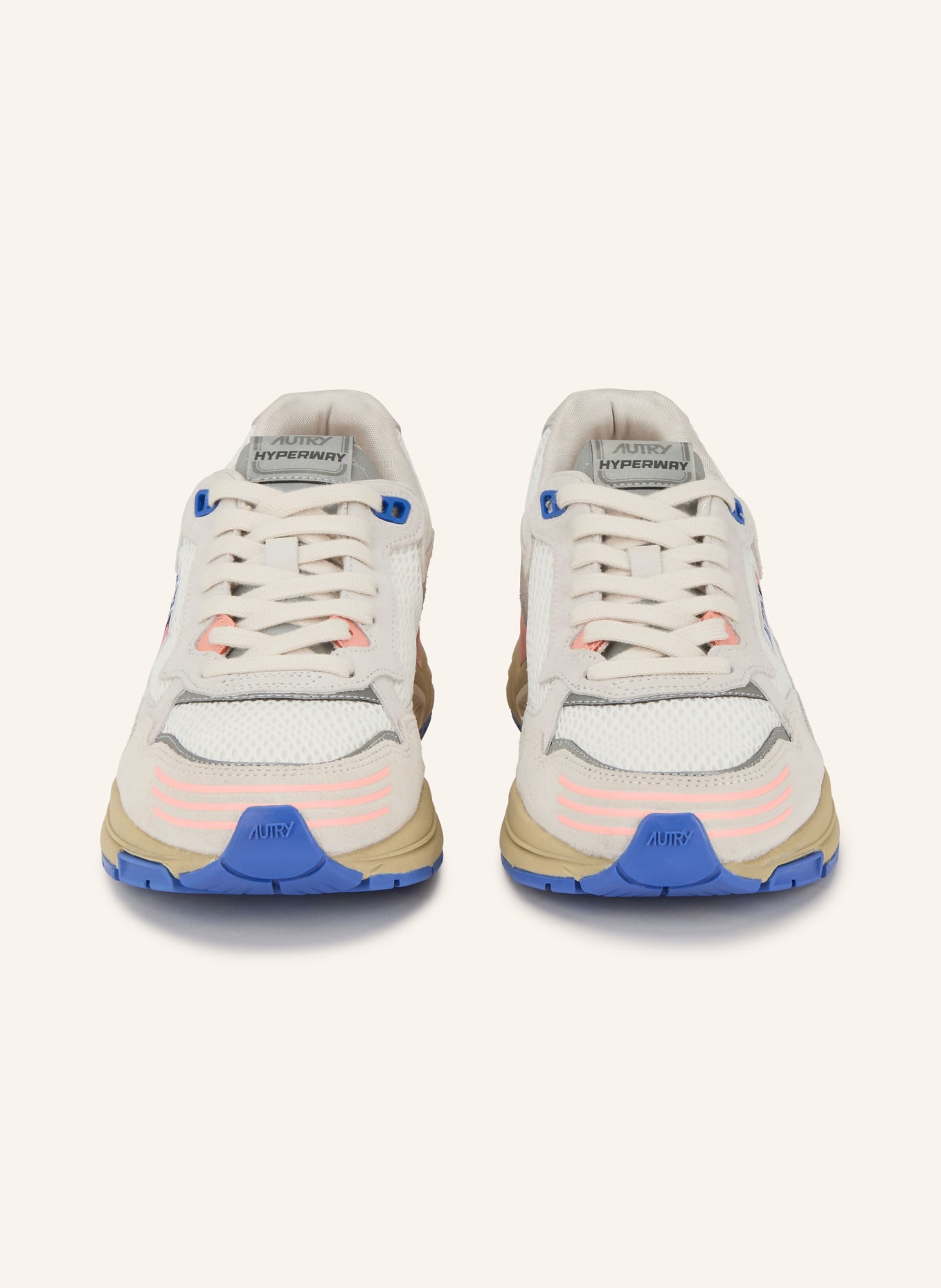 AUTRY Sneaker HYPERWAY LOW HU: WHITE / LIGHT GRAY / SALMON