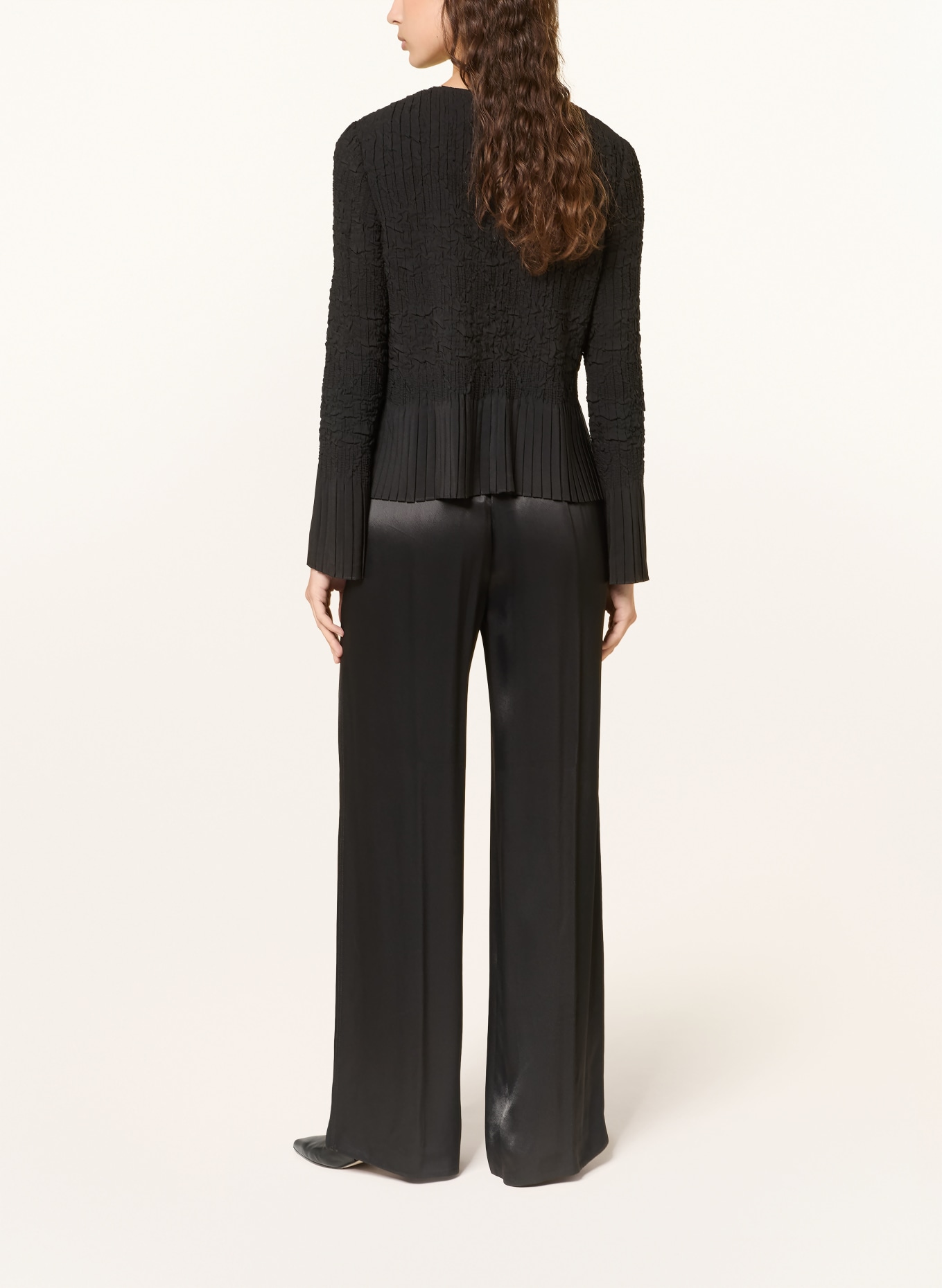 BOSS Blůza BOPPAR s plisováním: ČERNÁ