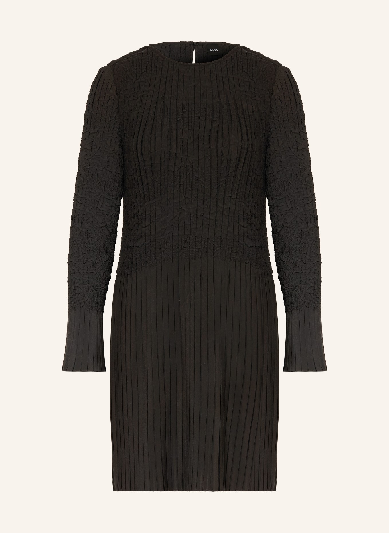 BOSS Plisseekleid DOPPAR: SCHWARZ