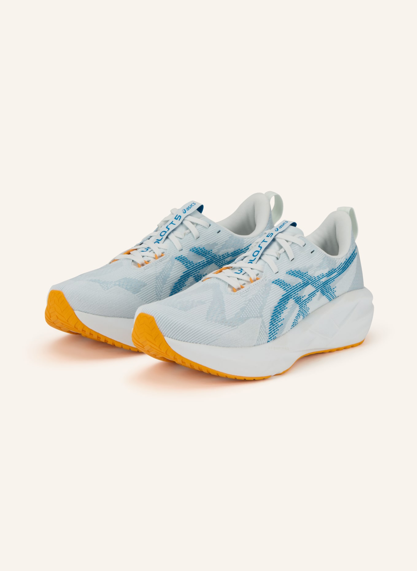ASICS Laufschuhe NOVABLAST 5: BLAUGRAU / ORANGE / BLAU
