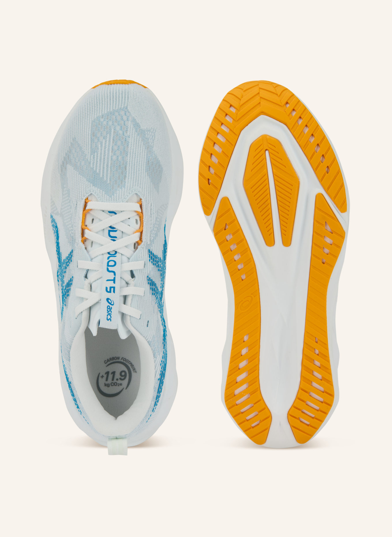 ASICS Laufschuhe NOVABLAST 5: BLAUGRAU / ORANGE / BLAU