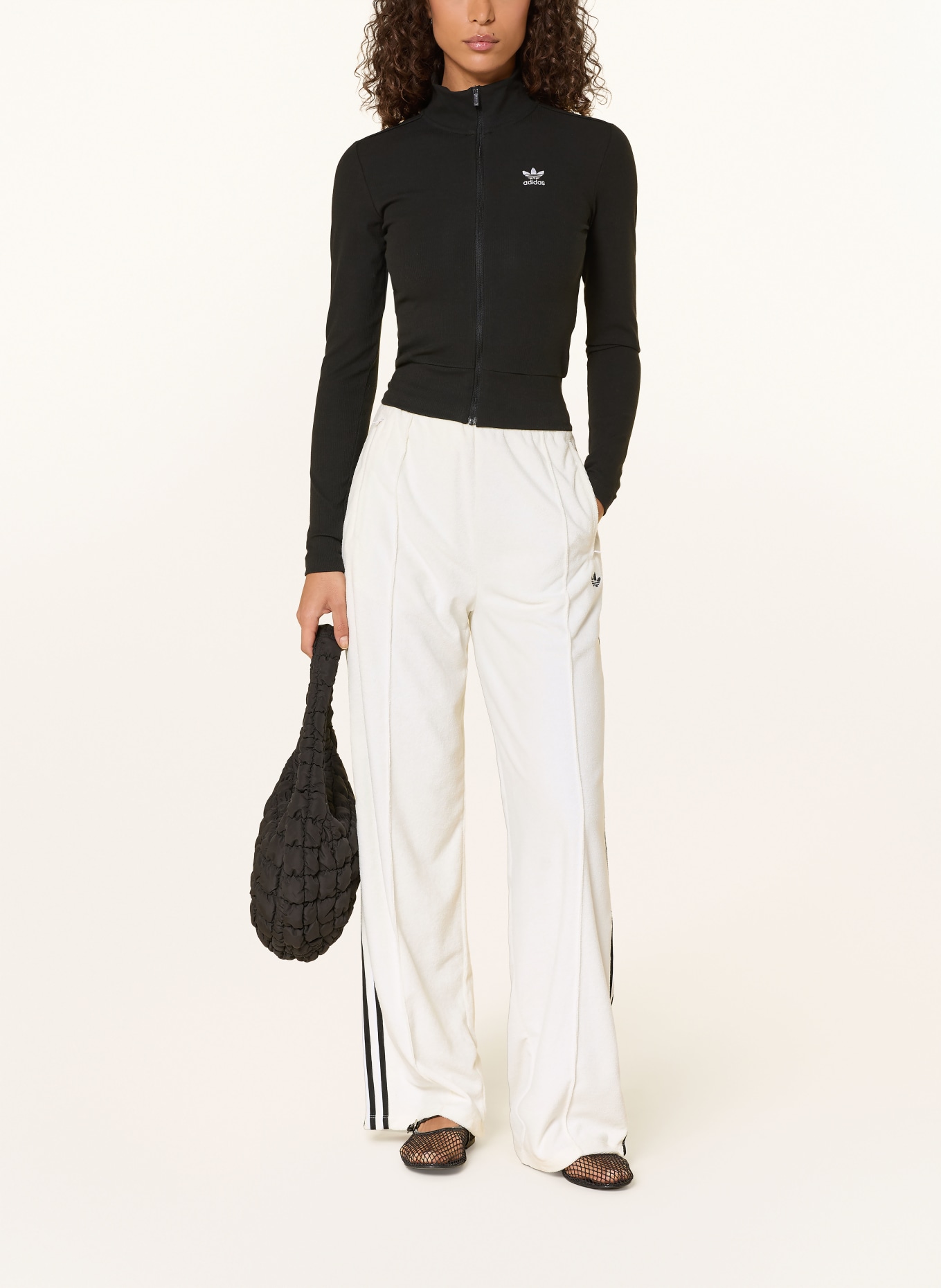 adidas Originals Track Pants TERRY TOWEL FIREBIRD aus Frottee: ECRU / SCHWARZ