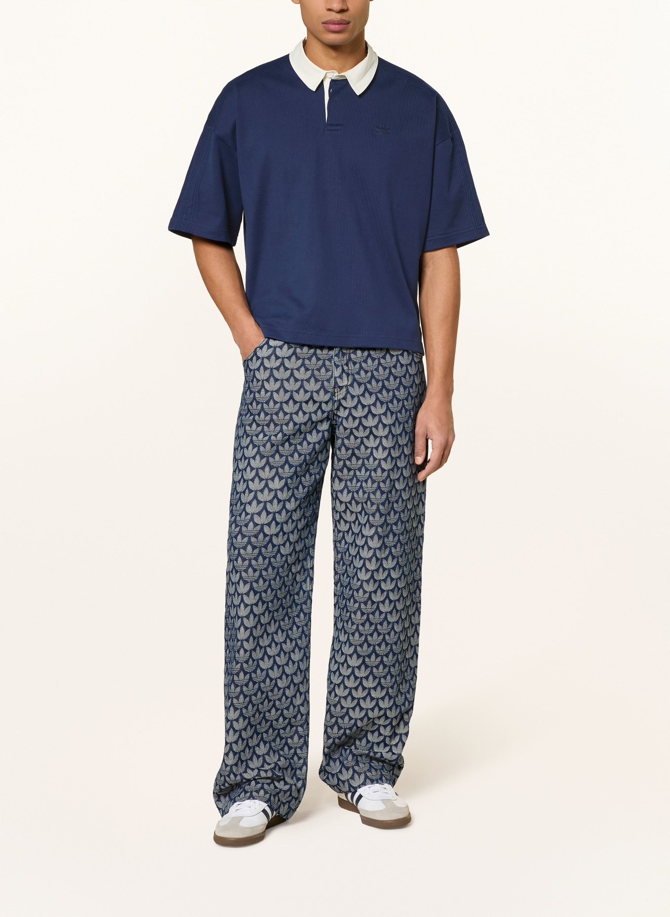 adidas Originals Koszulka polo z dżerseju PREMIUM ESSENTIALS: GRANATOWY / JASNOŻÓŁTY