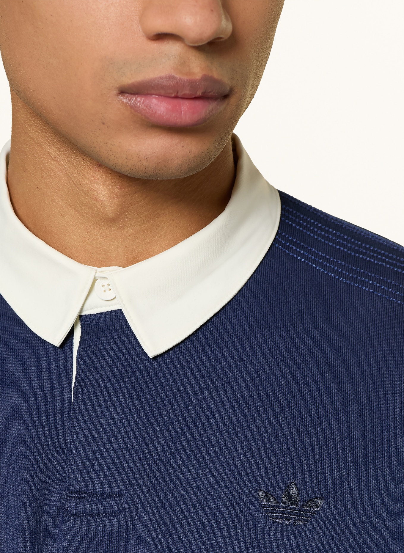 adidas Originals Koszulka polo z dżerseju PREMIUM ESSENTIALS: GRANATOWY / JASNOŻÓŁTY