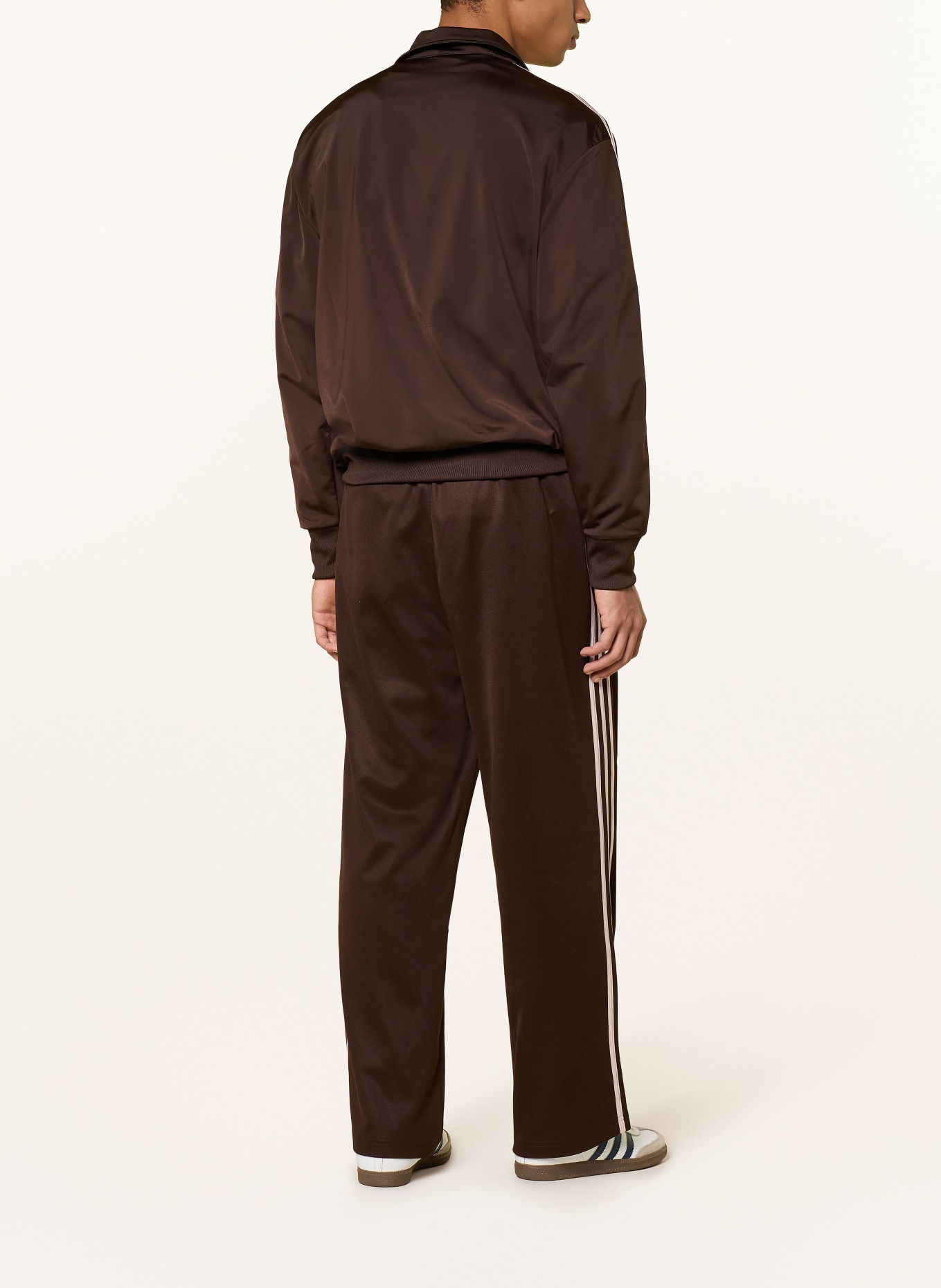 adidas Originals Track Pants BAGGY mit Galonstreifen: DUNKELBRAUN / HELLROSA