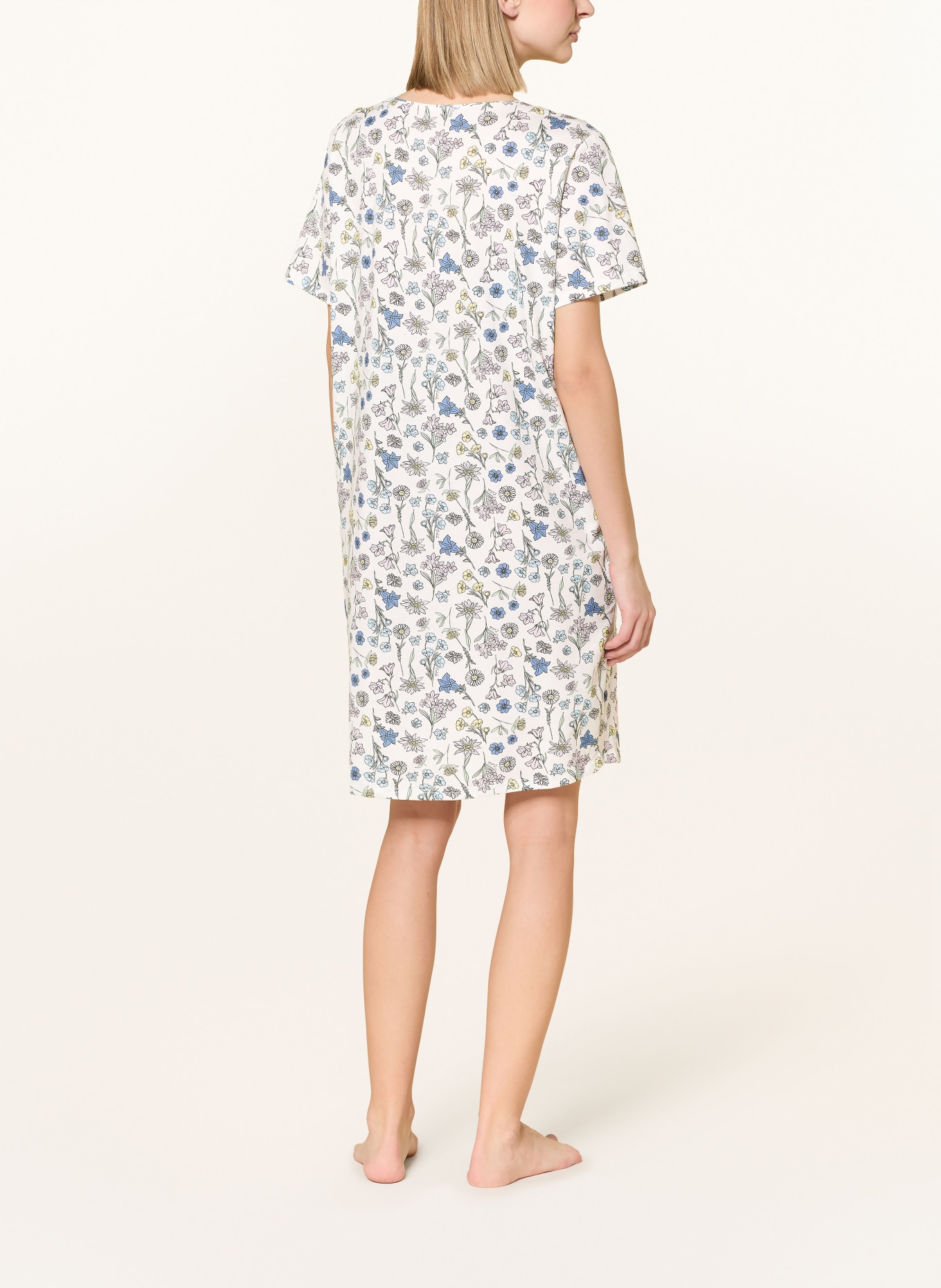 CALIDA PURE COTTON nightdress: WHITE / YELLOW / BLUE