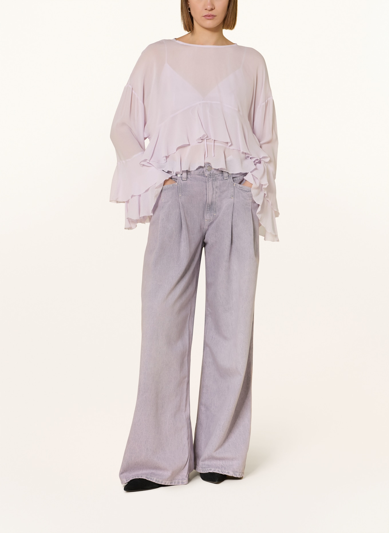 BOSS Džíny se širokými nohavicemi SLOUCHY: 050 LIGHT/PASTEL GREY