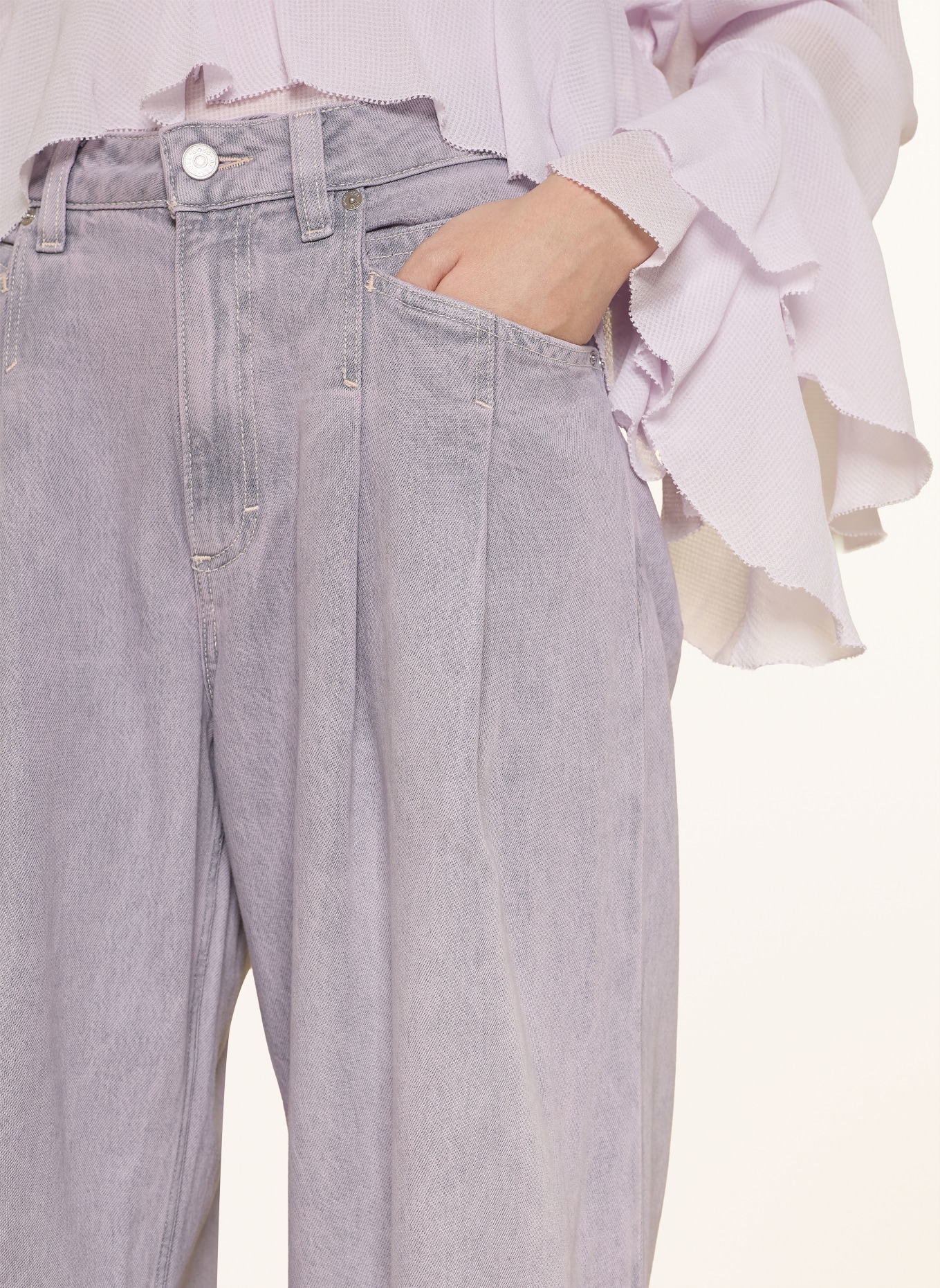 BOSS Džíny se širokými nohavicemi SLOUCHY: 050 LIGHT/PASTEL GREY