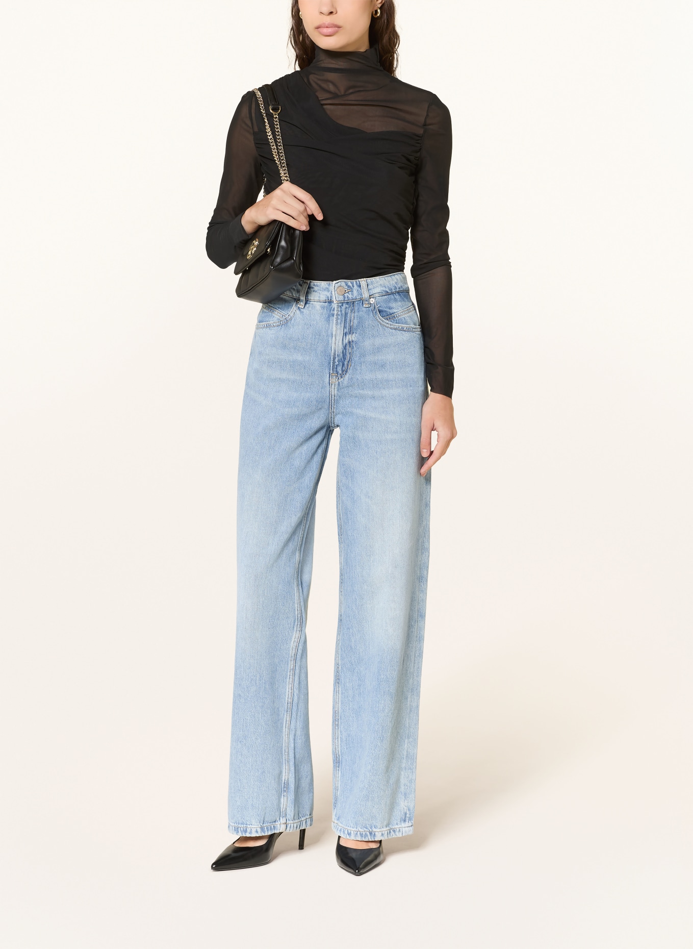 BOSS Tričko s dlouhým rukávem ETULAH ze síťoviny: ČERNÁ