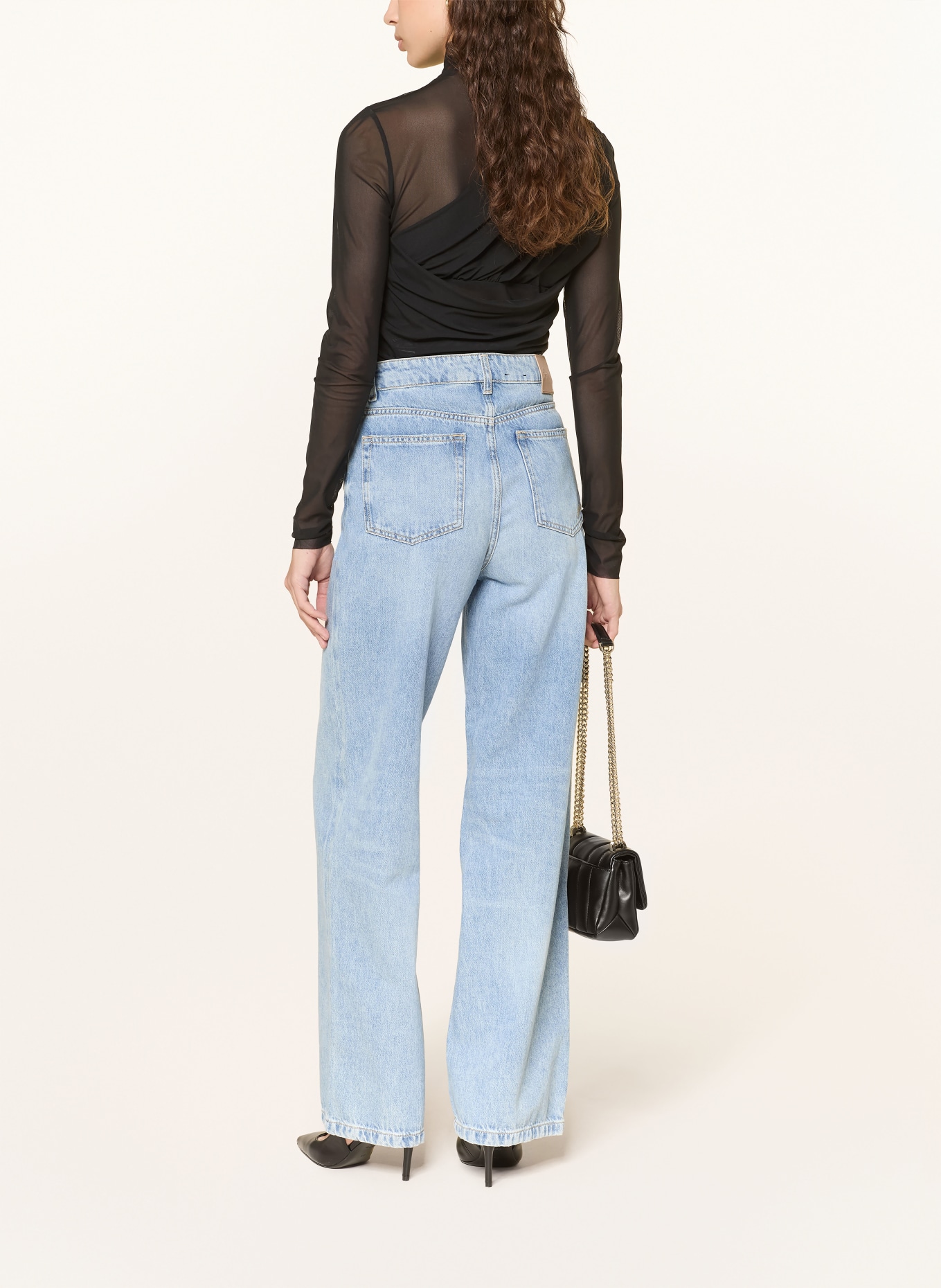 BOSS Tričko s dlouhým rukávem ETULAH ze síťoviny: ČERNÁ