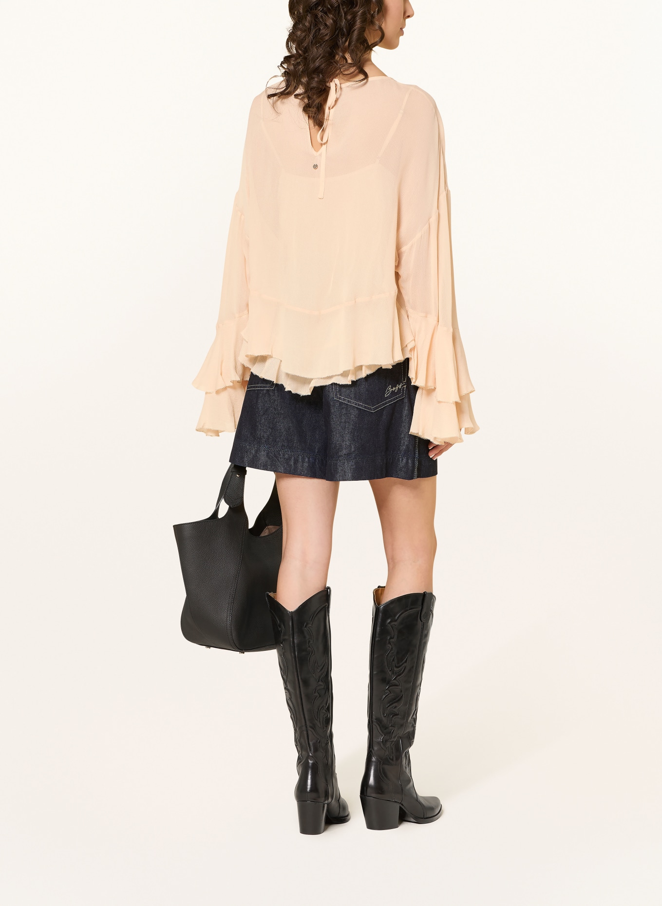 BOSS BLEJA blouse shirt with flounces: LIGHT ORANGE