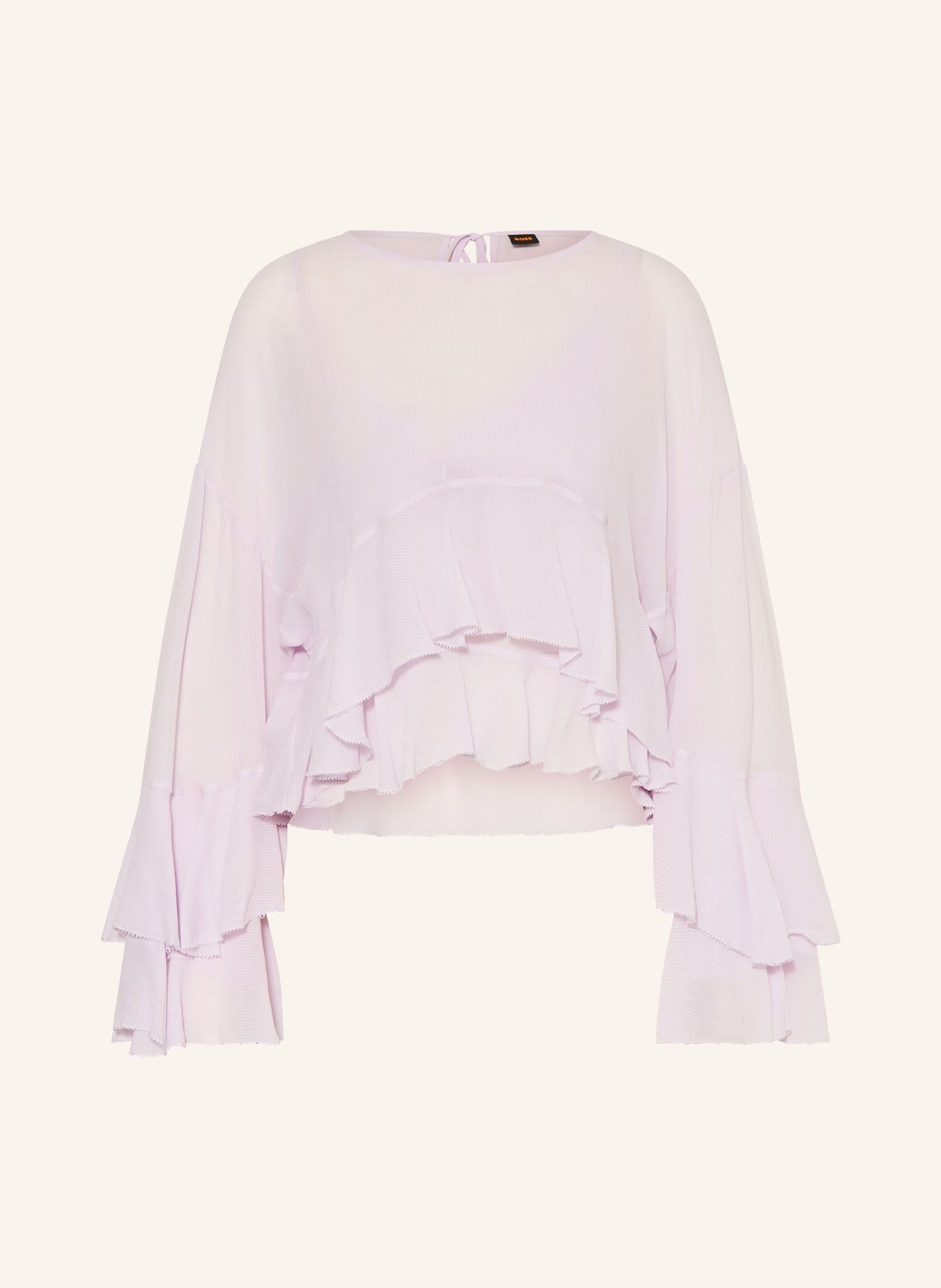 BOSS Blůza BLEJA s volány: SVĚTLE FIALOVÁ