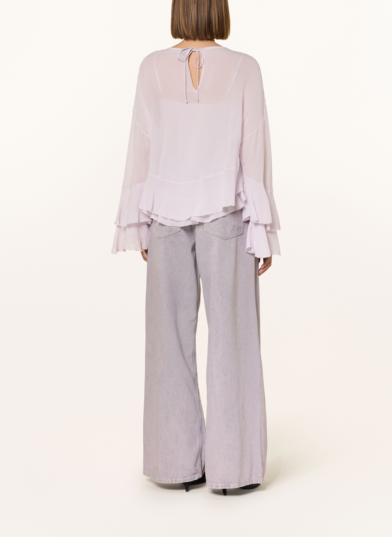 BOSS Blůza BLEJA s volány: SVĚTLE FIALOVÁ