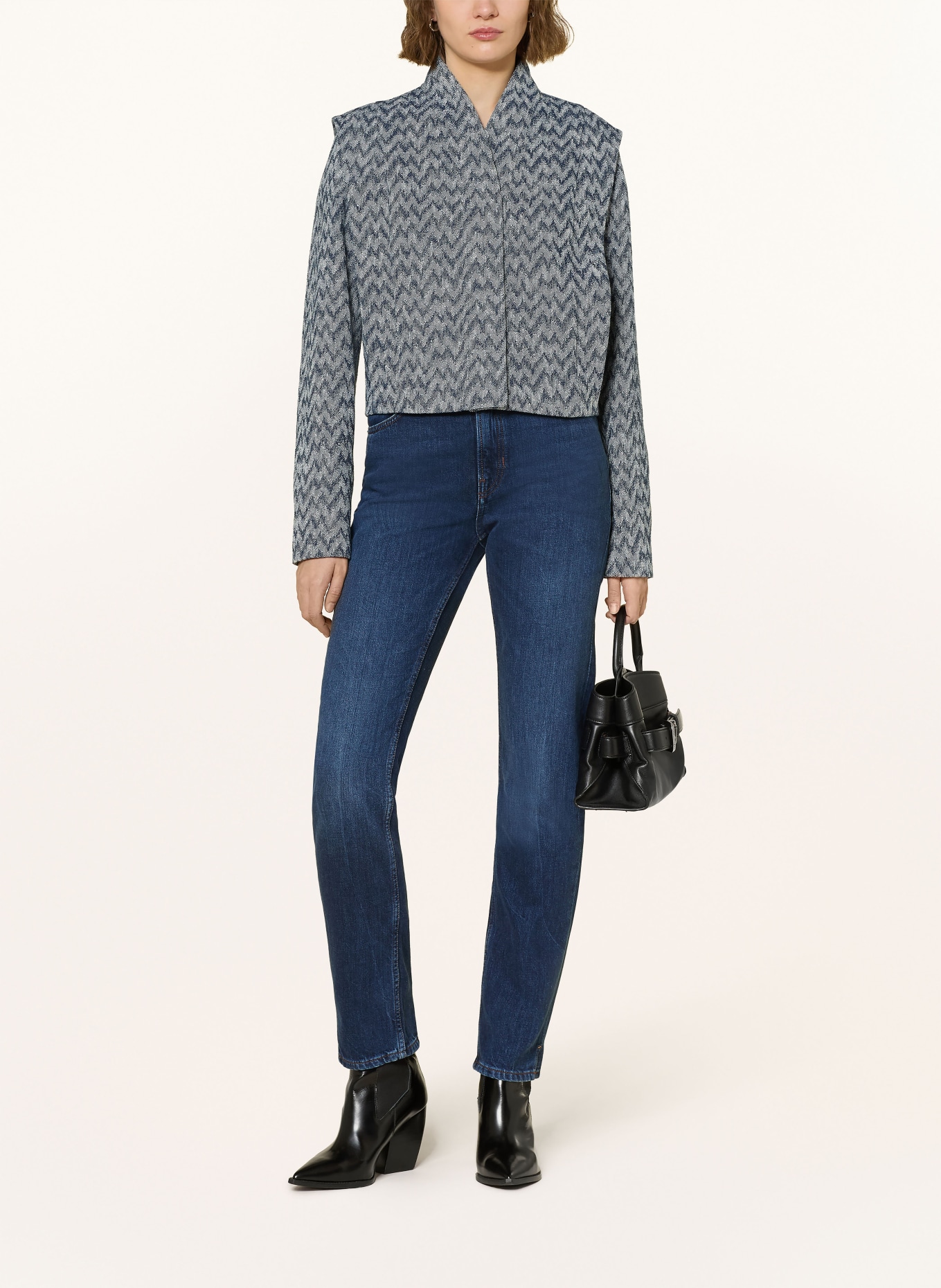 BOSS JAKELINA jacket: DARK BLUE / ECRU